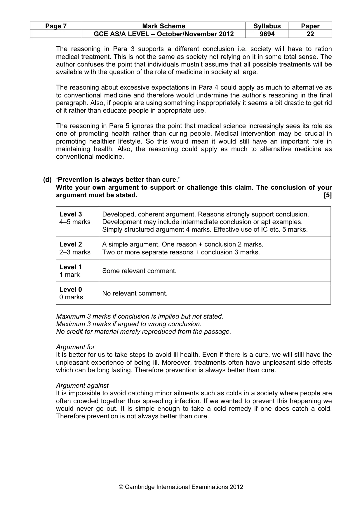 Mark scheme, page 7 of 7
