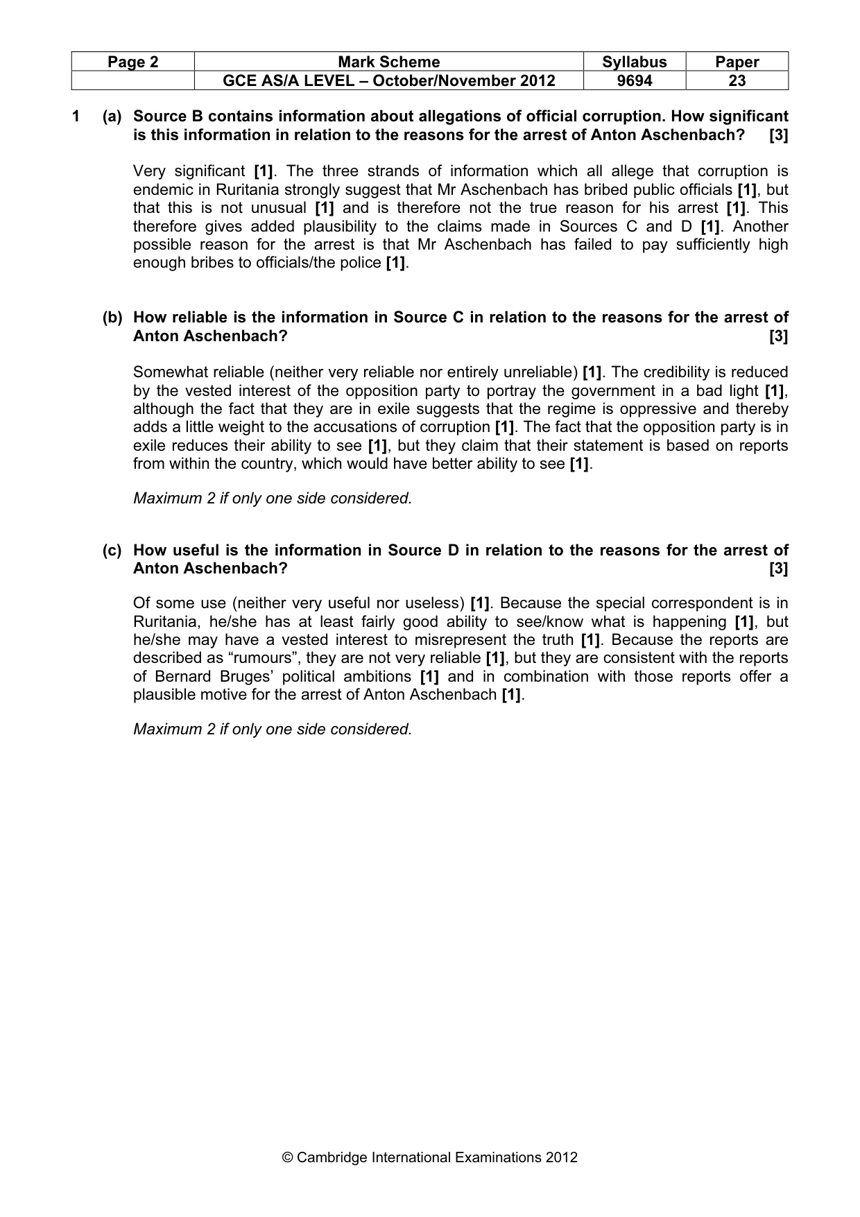 Mark scheme, page 2 of 6
