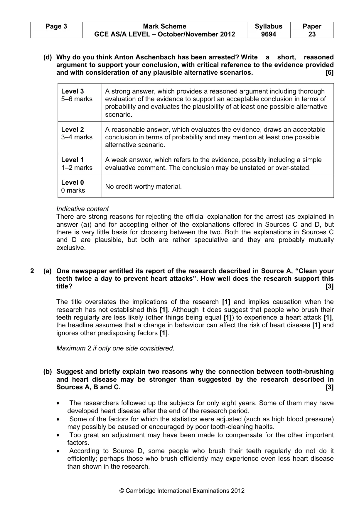 Mark scheme, page 3 of 6