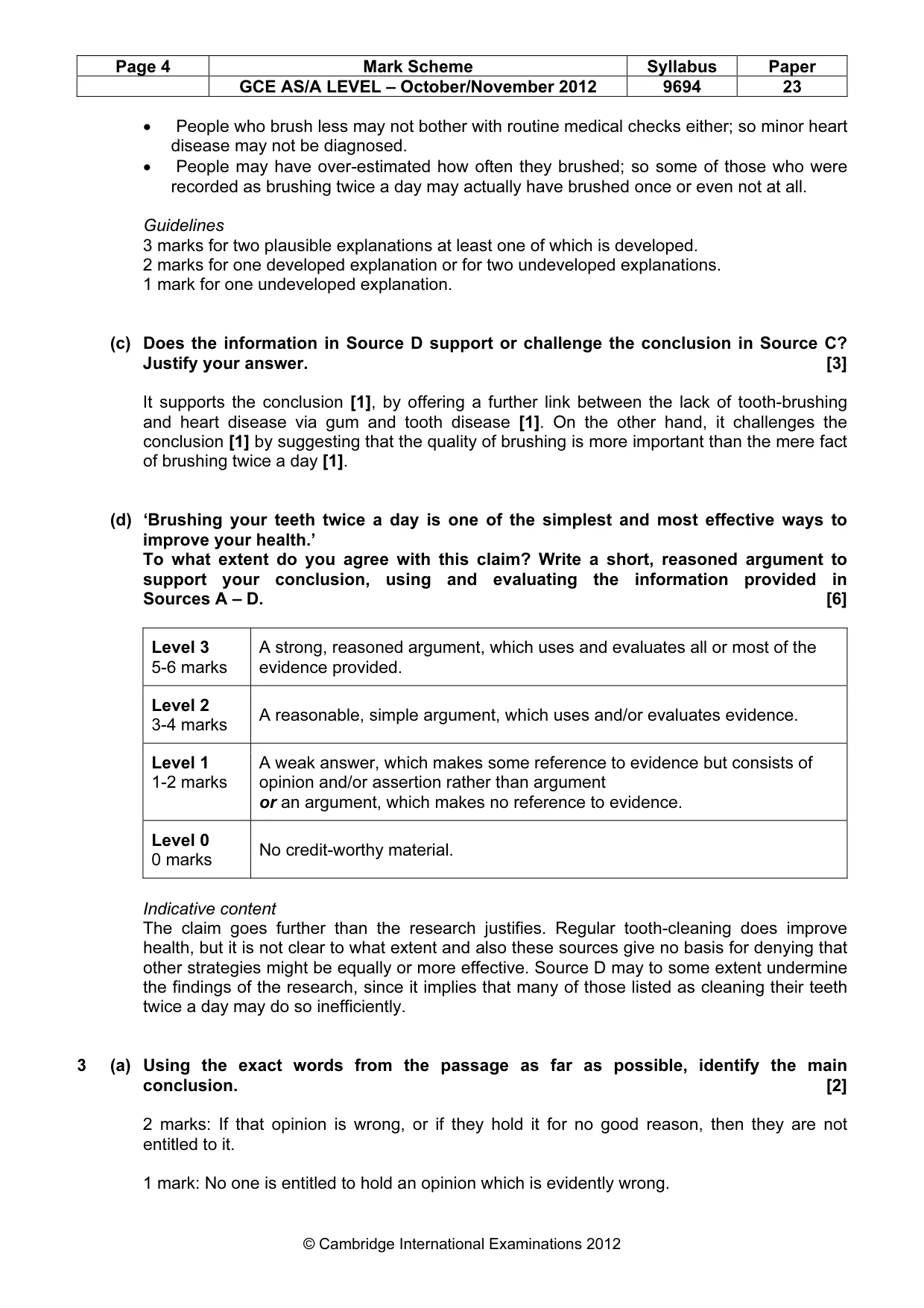 Mark scheme, page 4 of 6