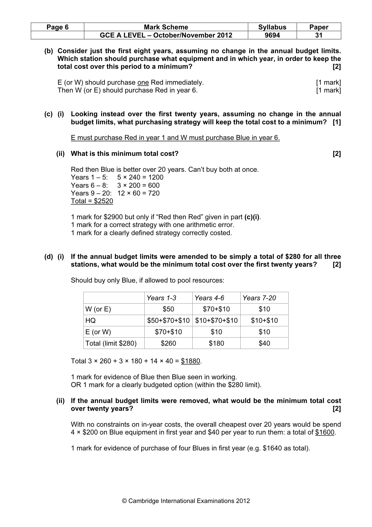 Mark scheme, page 6 of 8