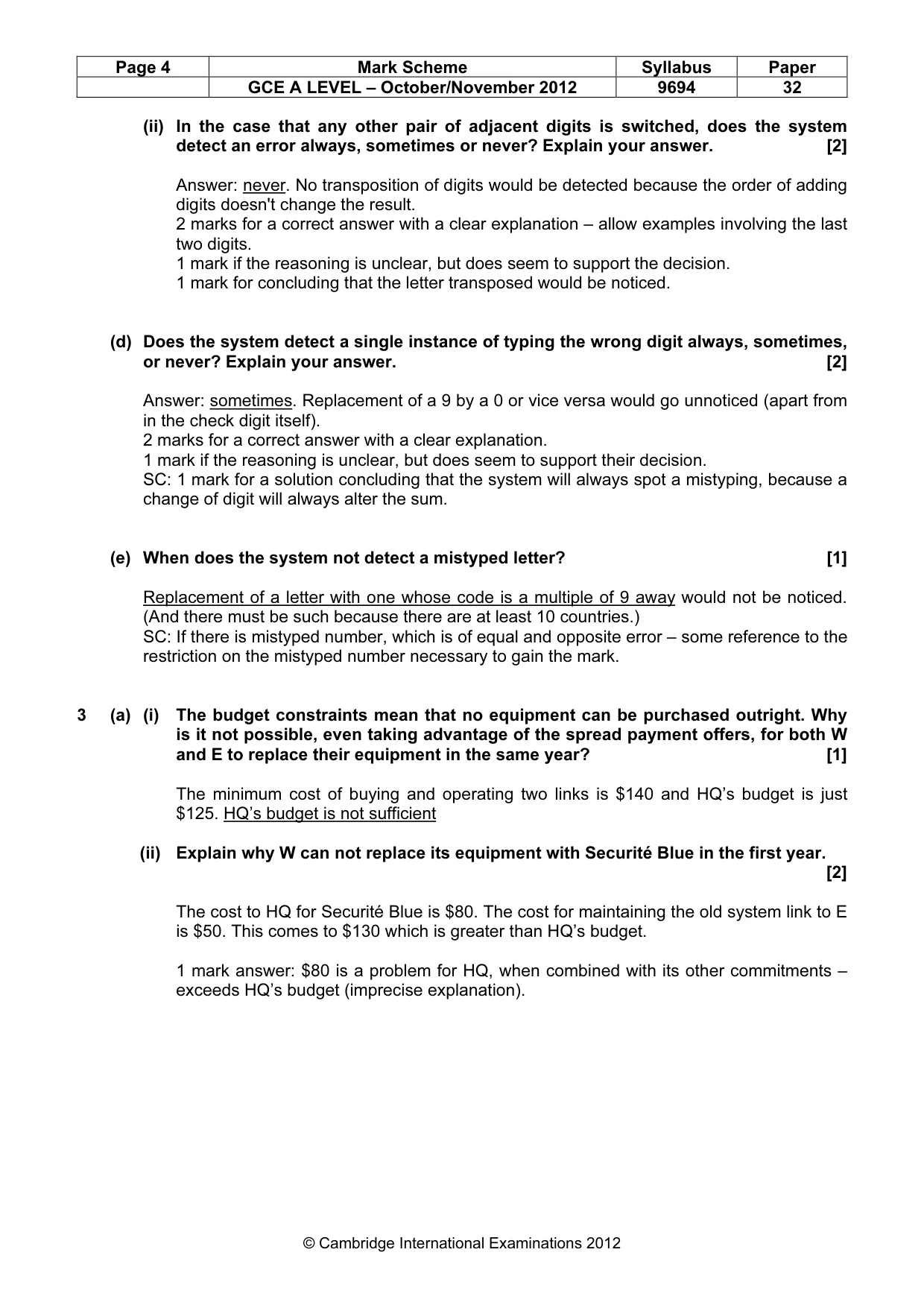 Mark scheme, page 4 of 8
