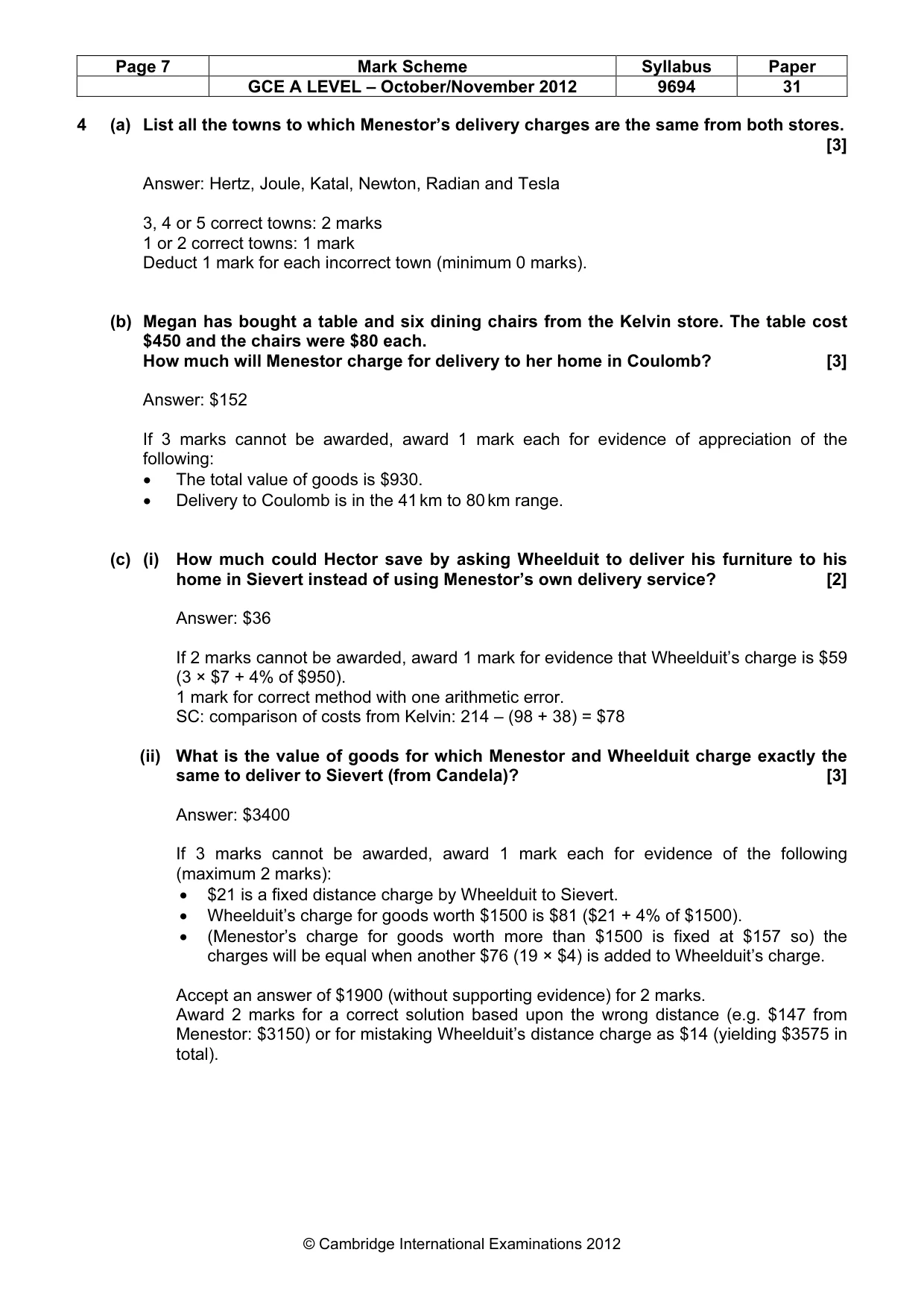 Mark scheme, page 7 of 8