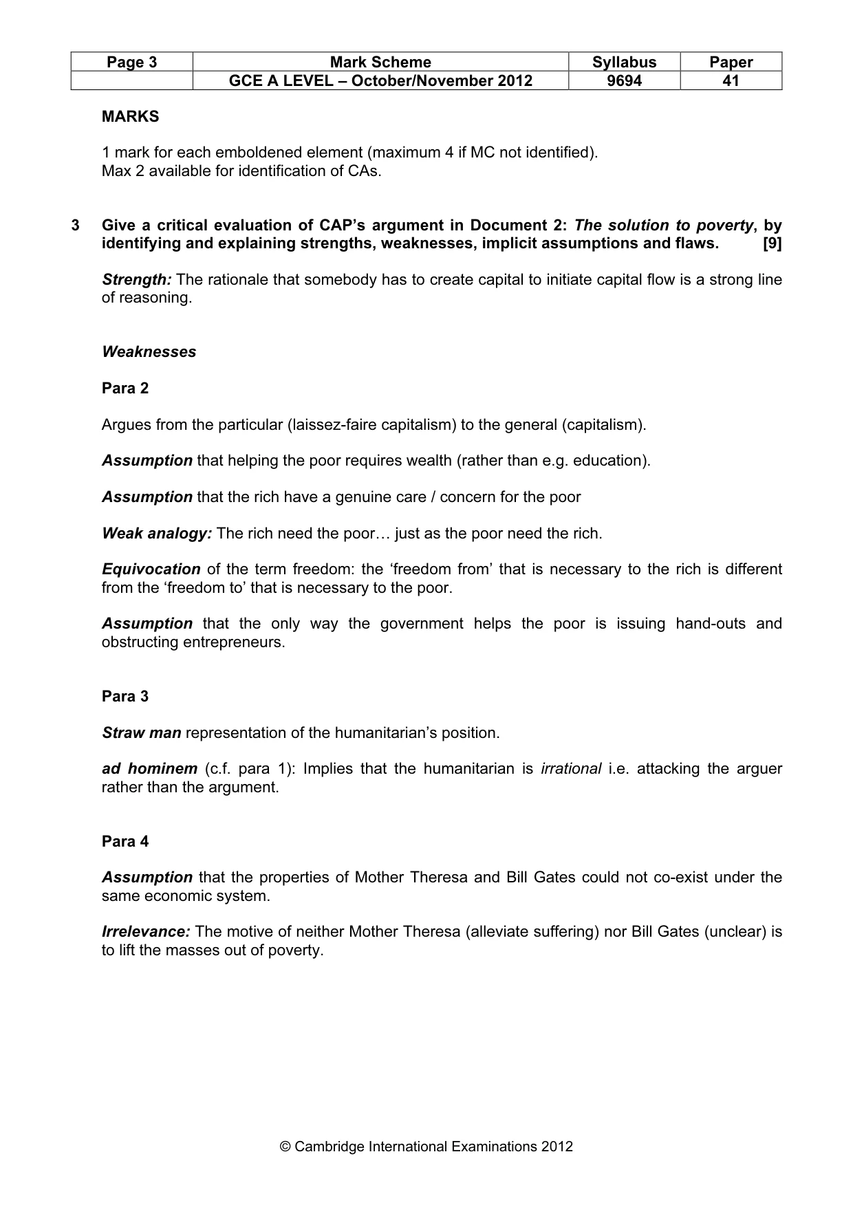 Mark scheme, page 3 of 6