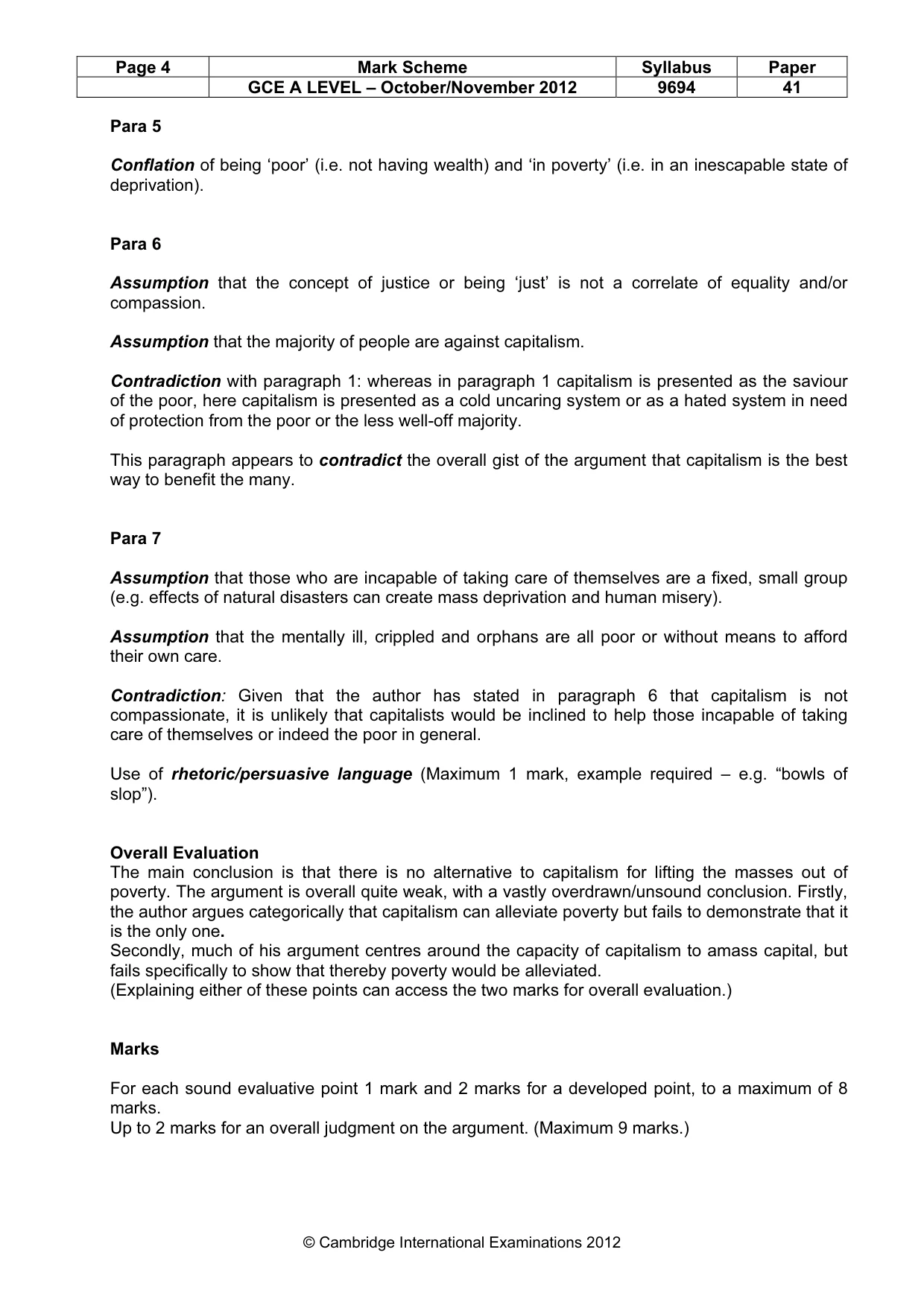 Mark scheme, page 4 of 6