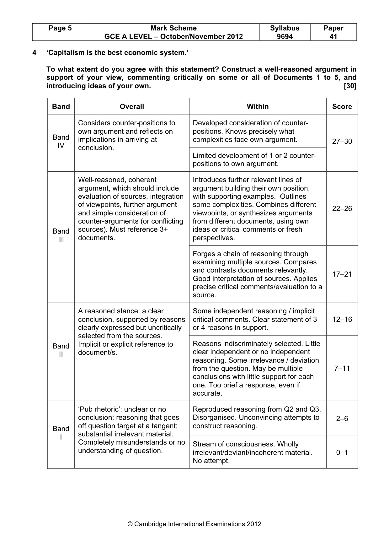 Mark scheme, page 5 of 6