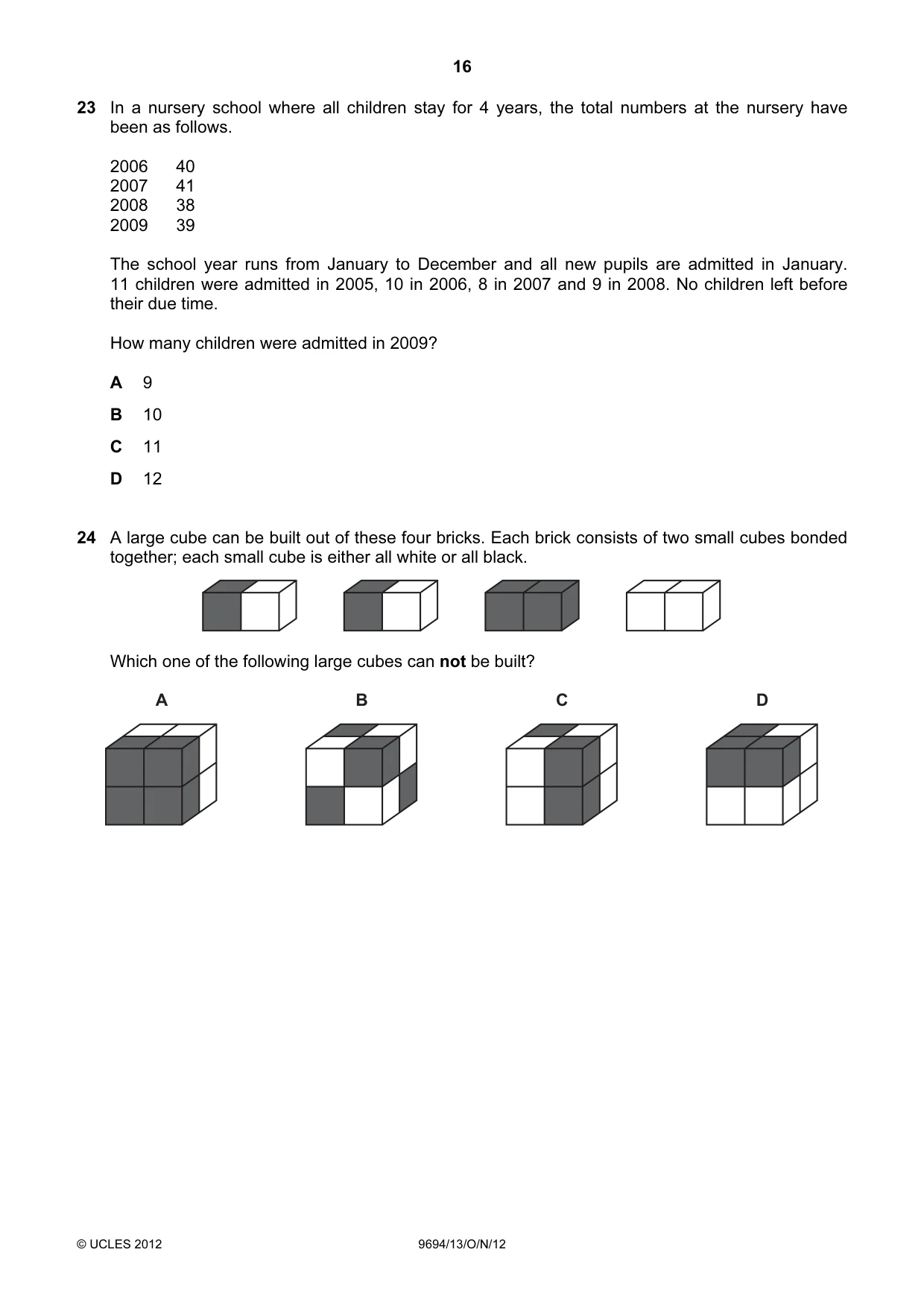 Cambridge A Level Thinking Skills 9694 2012 Oct/Nov Paper 1 · Variant 3 question paper, page 16 of 20