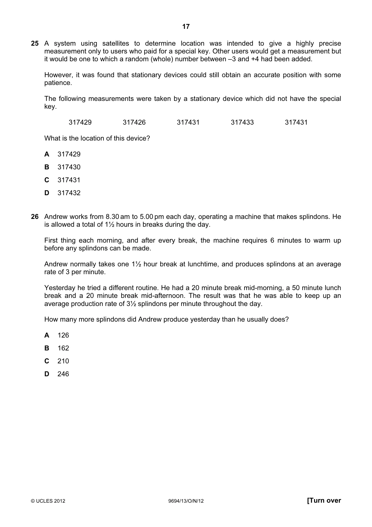 Cambridge A Level Thinking Skills 9694 2012 Oct/Nov Paper 1 · Variant 3 question paper, page 17 of 20