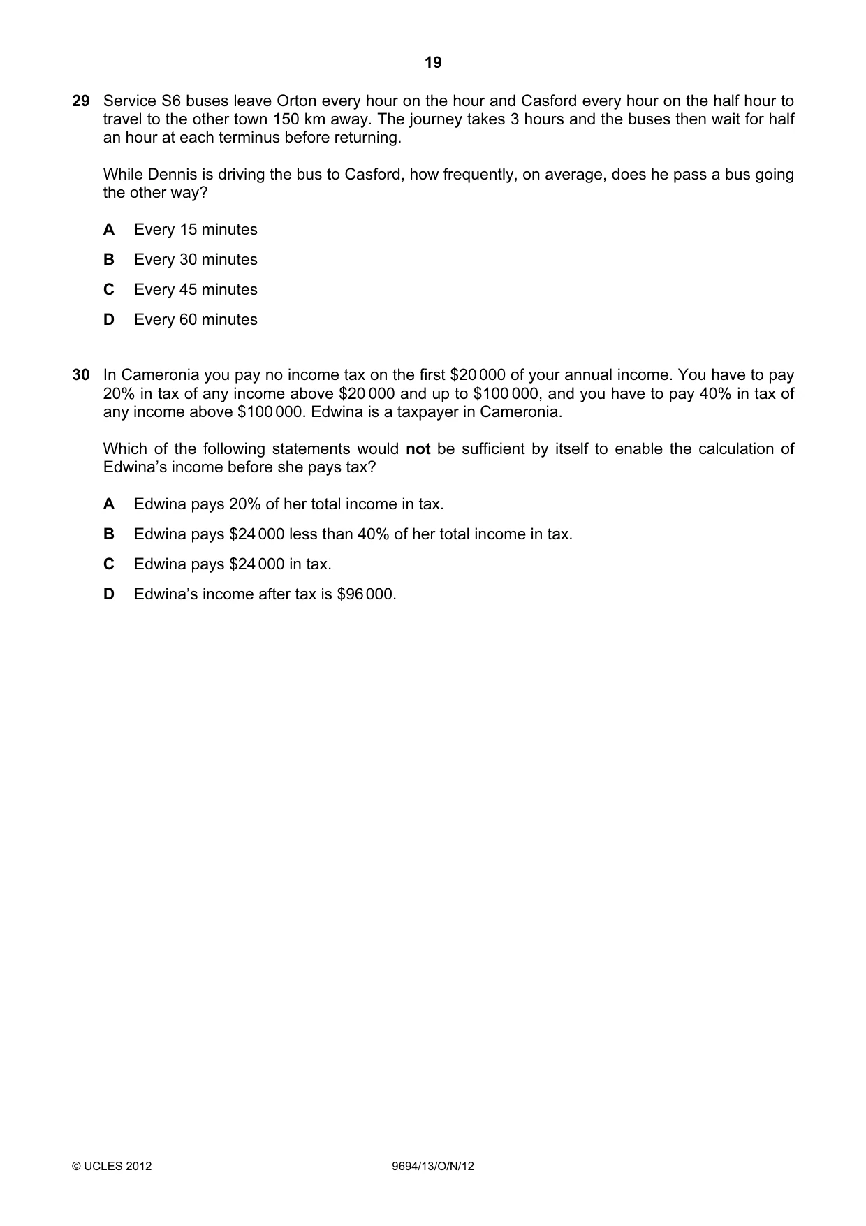 Cambridge A Level Thinking Skills 9694 2012 Oct/Nov Paper 1 · Variant 3 question paper, page 19 of 20