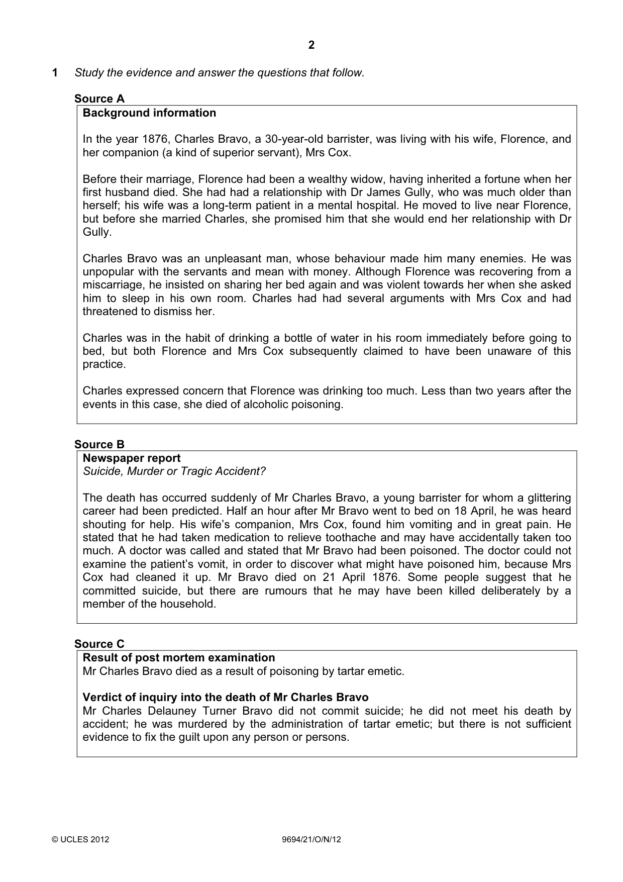 Cambridge A Level Thinking Skills 9694 2012 Oct/Nov Paper 2 · Variant 1 question paper, page 2 of 8