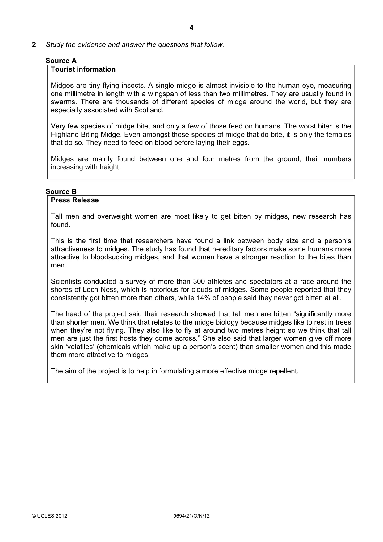 Cambridge A Level Thinking Skills 9694 2012 Oct/Nov Paper 2 · Variant 1 question paper, page 4 of 8