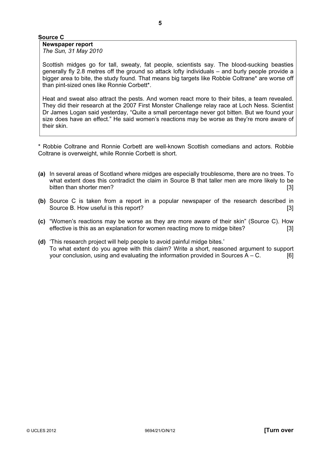 Cambridge A Level Thinking Skills 9694 2012 Oct/Nov Paper 2 · Variant 1 question paper, page 5 of 8