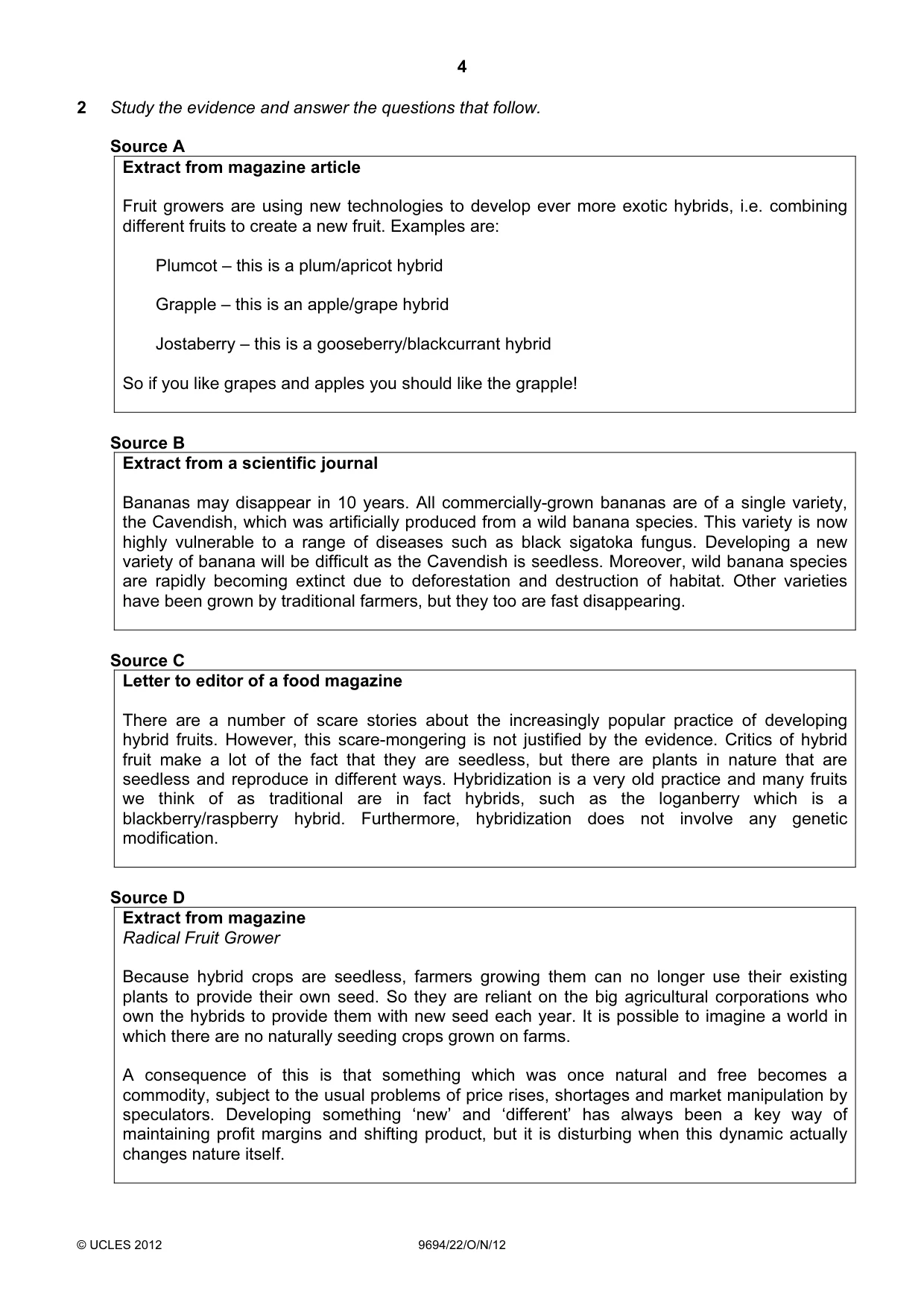 Cambridge A Level Thinking Skills 9694 2012 Oct/Nov Paper 2 · Variant 2 question paper, page 4 of 8