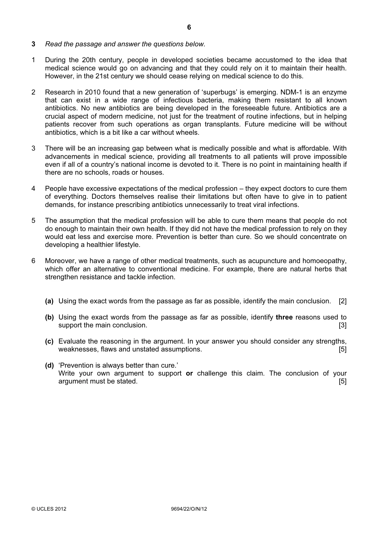 Cambridge A Level Thinking Skills 9694 2012 Oct/Nov Paper 2 · Variant 2 question paper, page 6 of 8