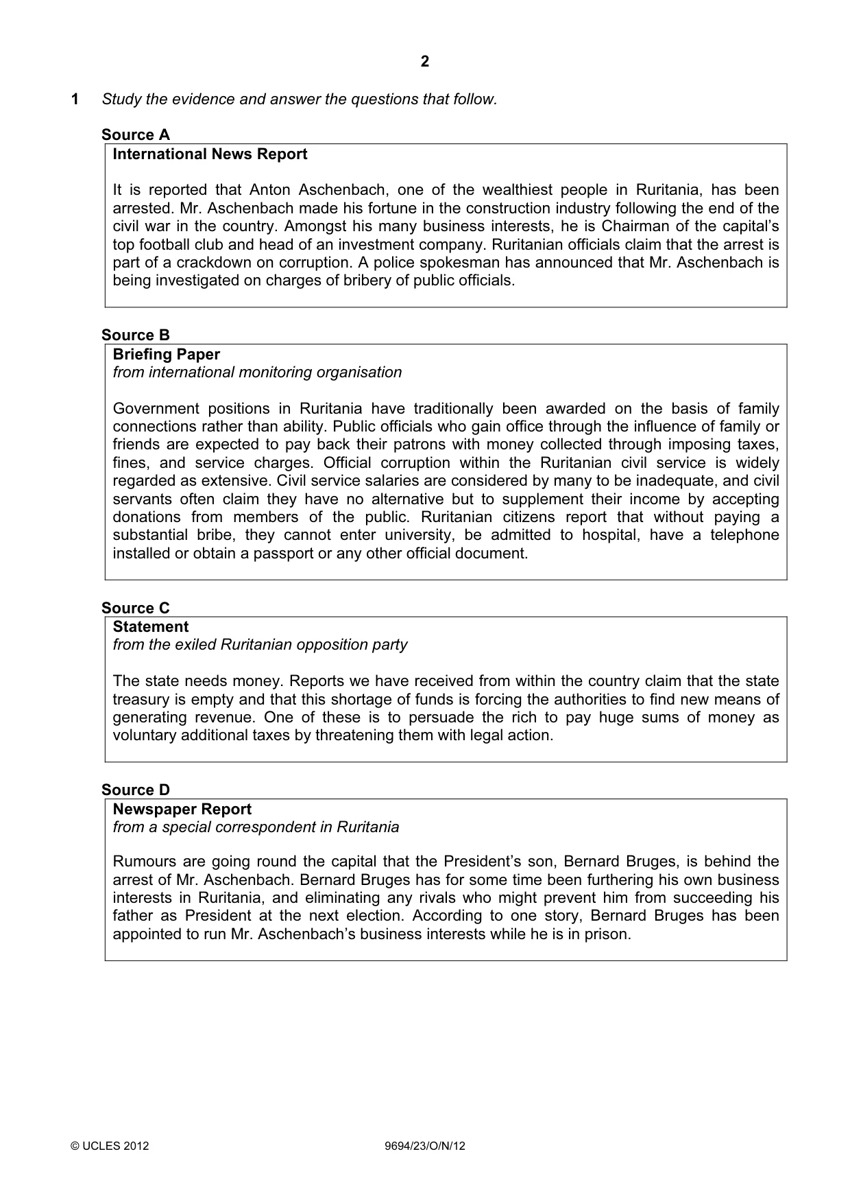 Cambridge A Level Thinking Skills 9694 2012 Oct/Nov Paper 2 · Variant 3 question paper, page 2 of 8