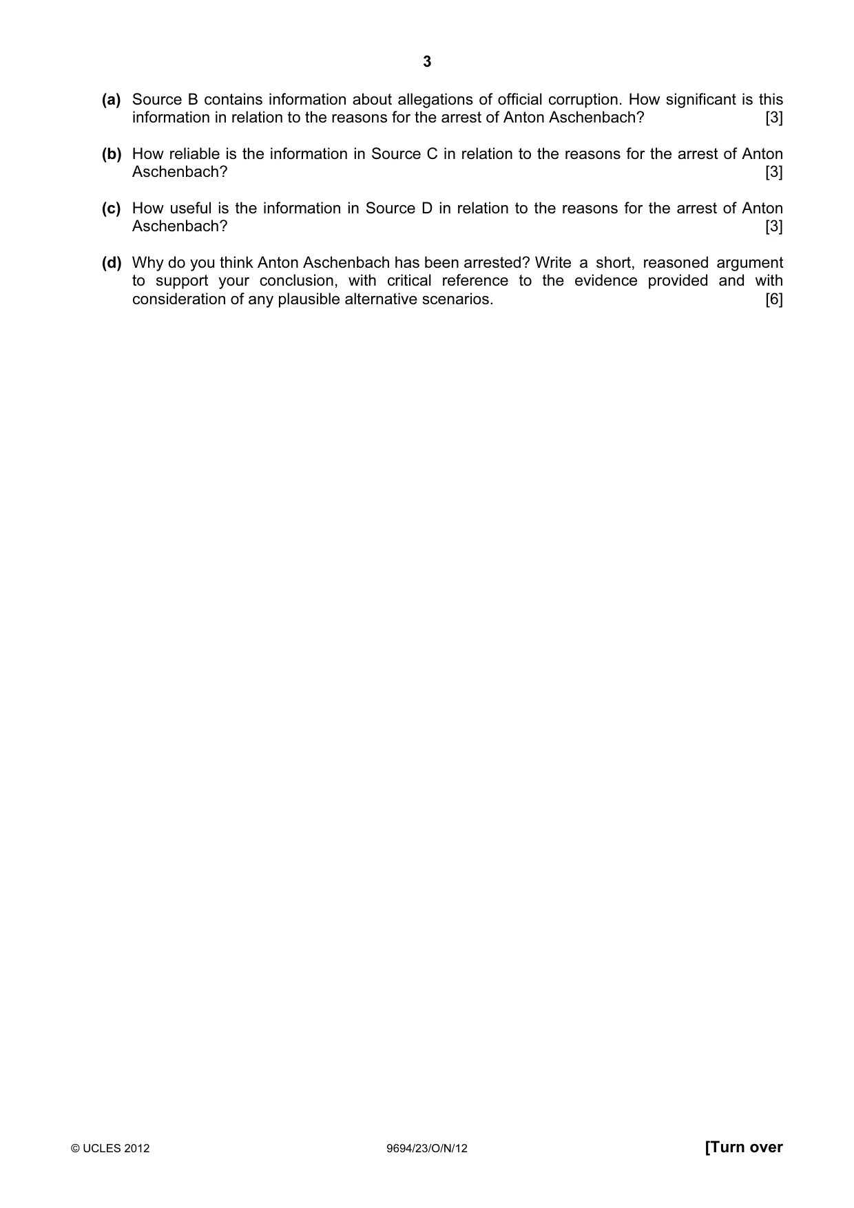 Cambridge A Level Thinking Skills 9694 2012 Oct/Nov Paper 2 · Variant 3 question paper, page 3 of 8