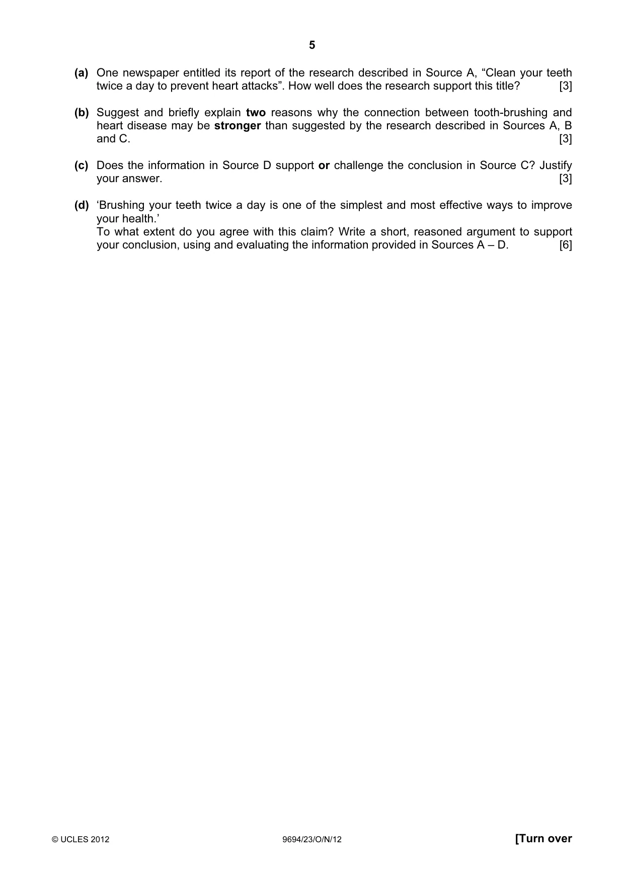 Cambridge A Level Thinking Skills 9694 2012 Oct/Nov Paper 2 · Variant 3 question paper, page 5 of 8
