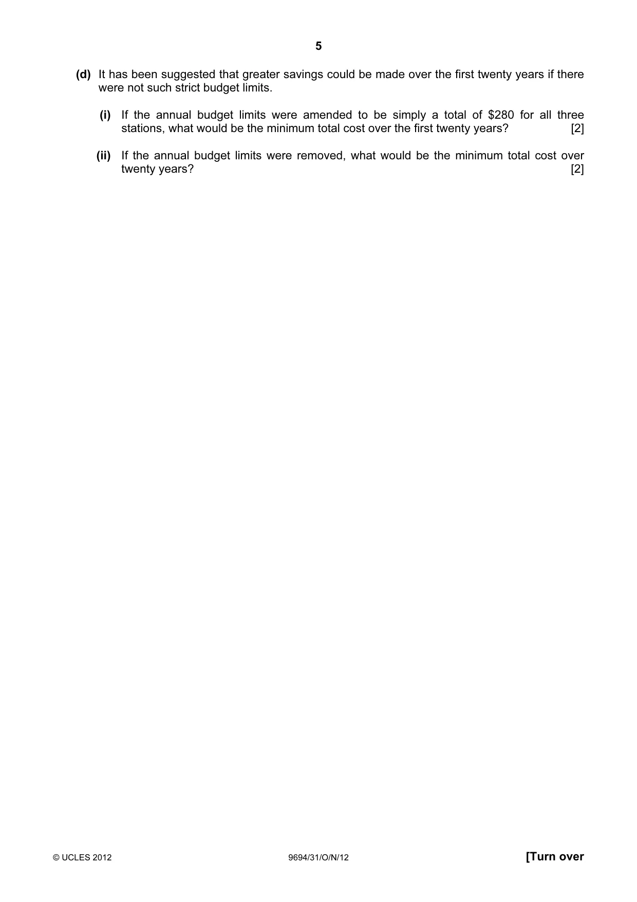 Cambridge A Level Thinking Skills 9694 2012 Oct/Nov Paper 3 · Variant 1 question paper, page 5 of 8