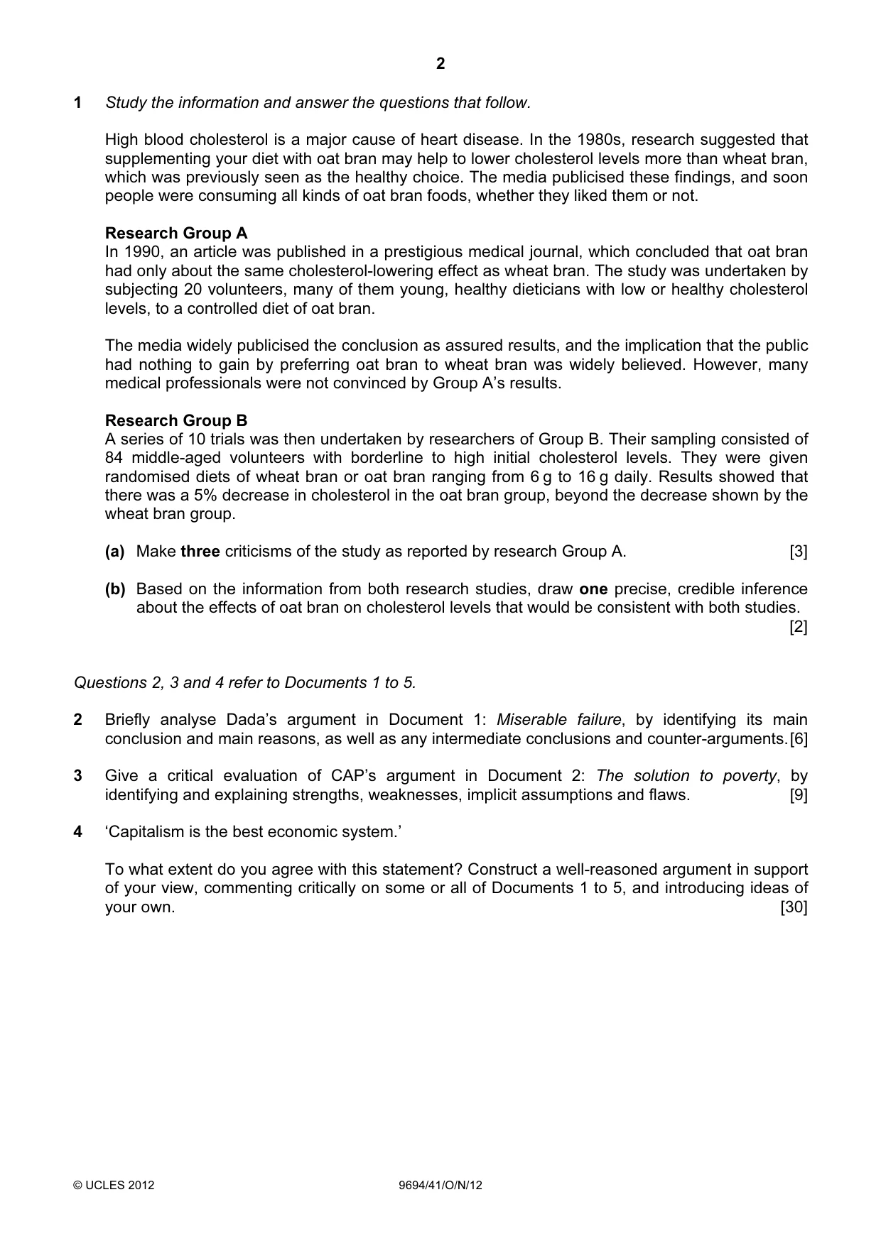 Cambridge A Level Thinking Skills 9694 2012 Oct/Nov Paper 4 · Variant 1 question paper, page 2 of 8