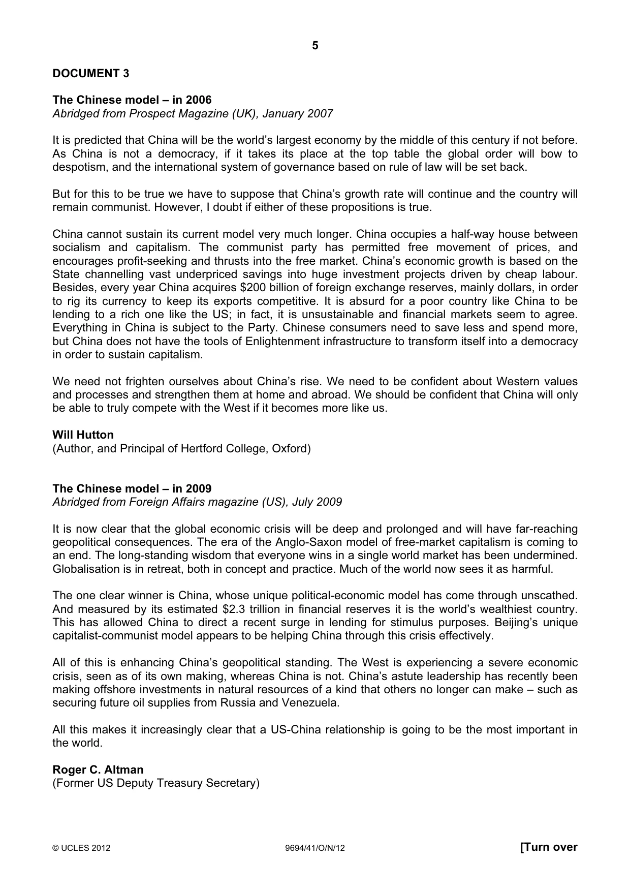 Cambridge A Level Thinking Skills 9694 2012 Oct/Nov Paper 4 · Variant 1 question paper, page 5 of 8