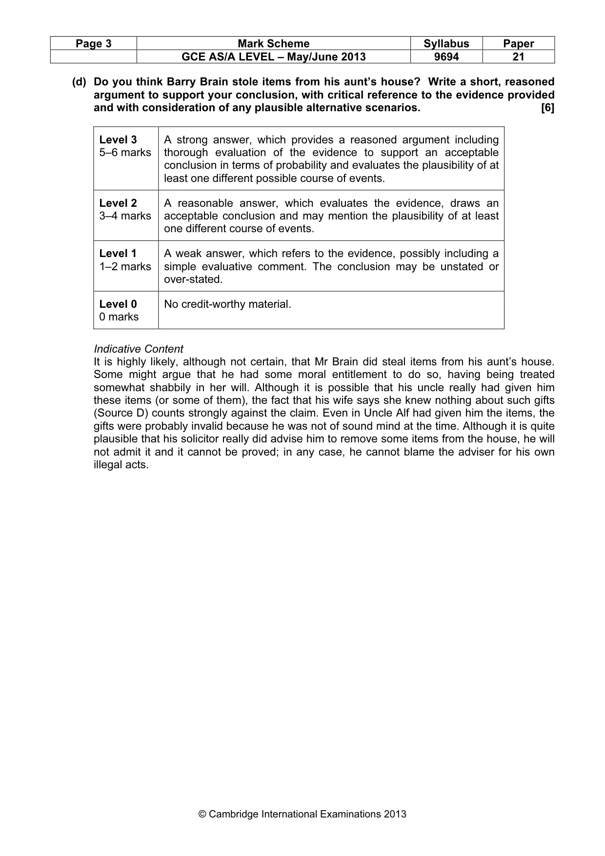 Mark scheme, page 3 of 8