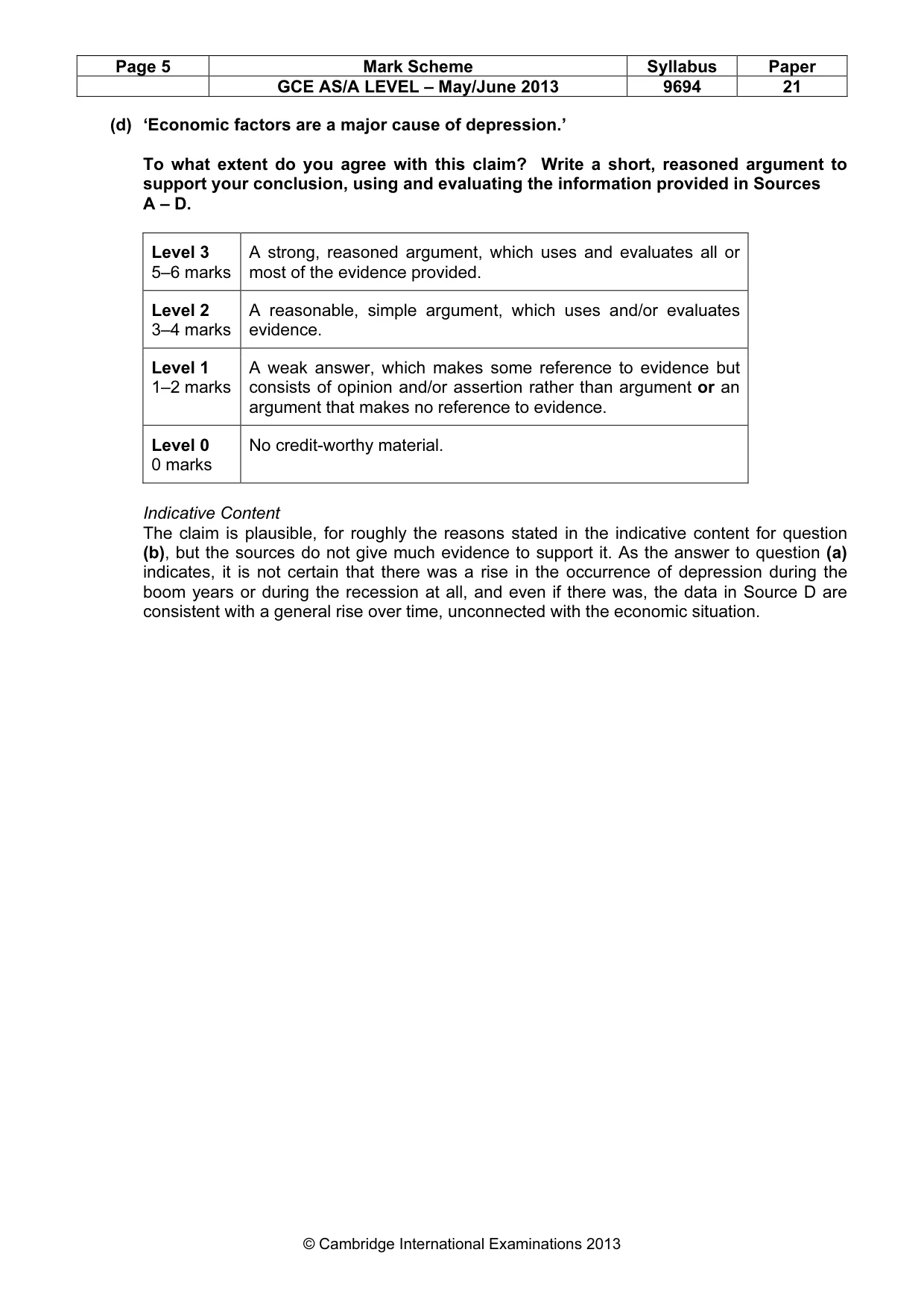 Mark scheme, page 5 of 8