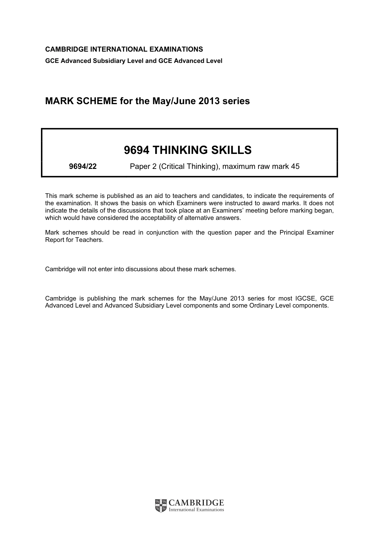 Mark scheme, page 1 of 7