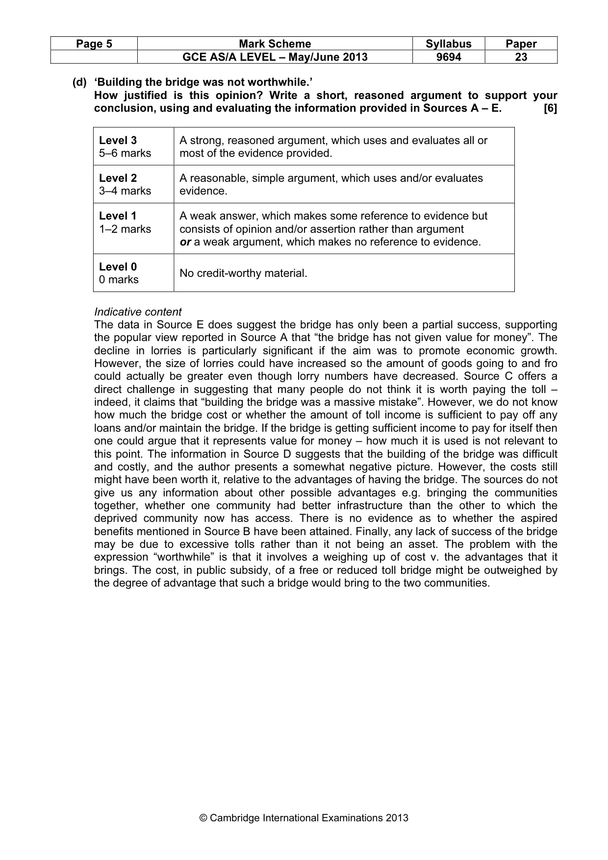 Mark scheme, page 5 of 8
