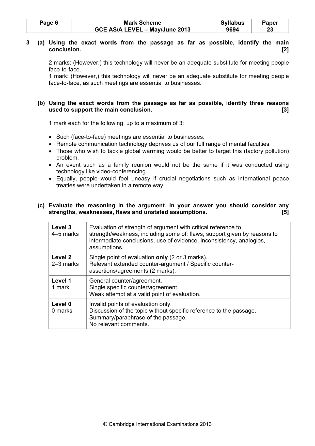 Mark scheme, page 6 of 8