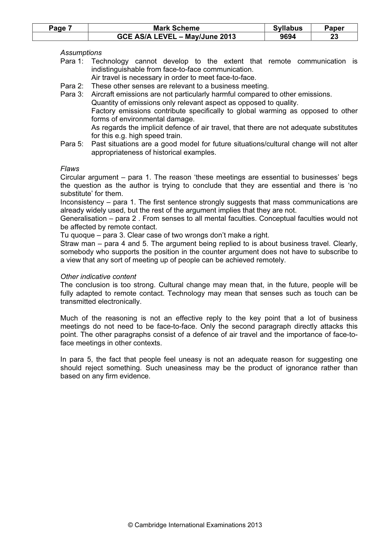 Mark scheme, page 7 of 8
