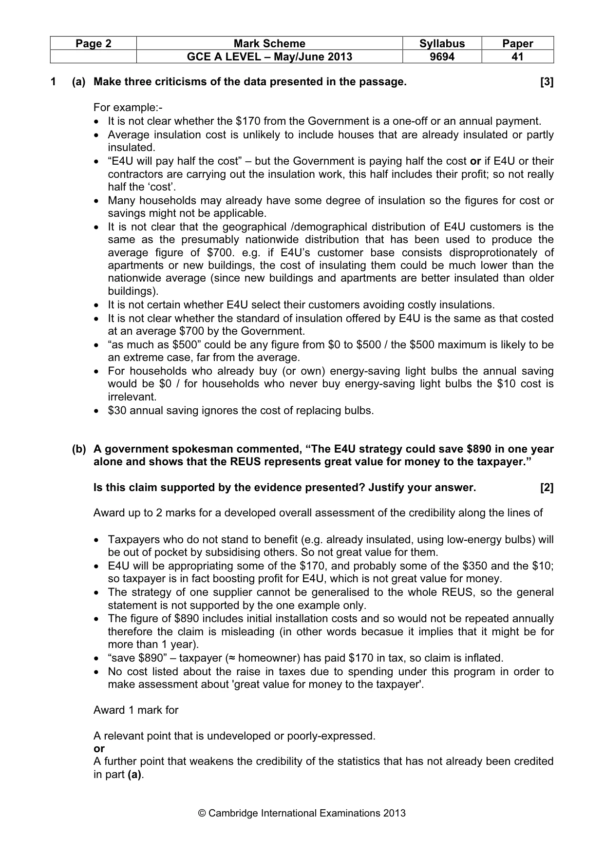 Mark scheme, page 2 of 7