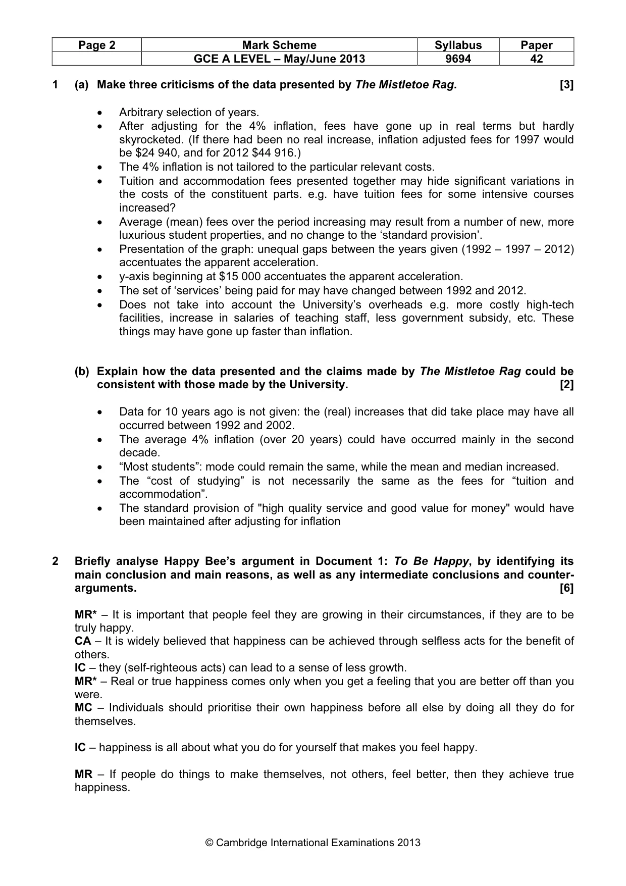 Mark scheme, page 2 of 7