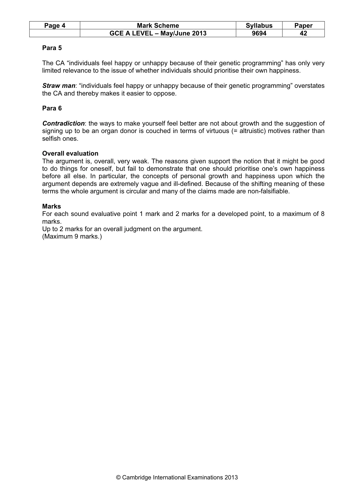Mark scheme, page 4 of 7