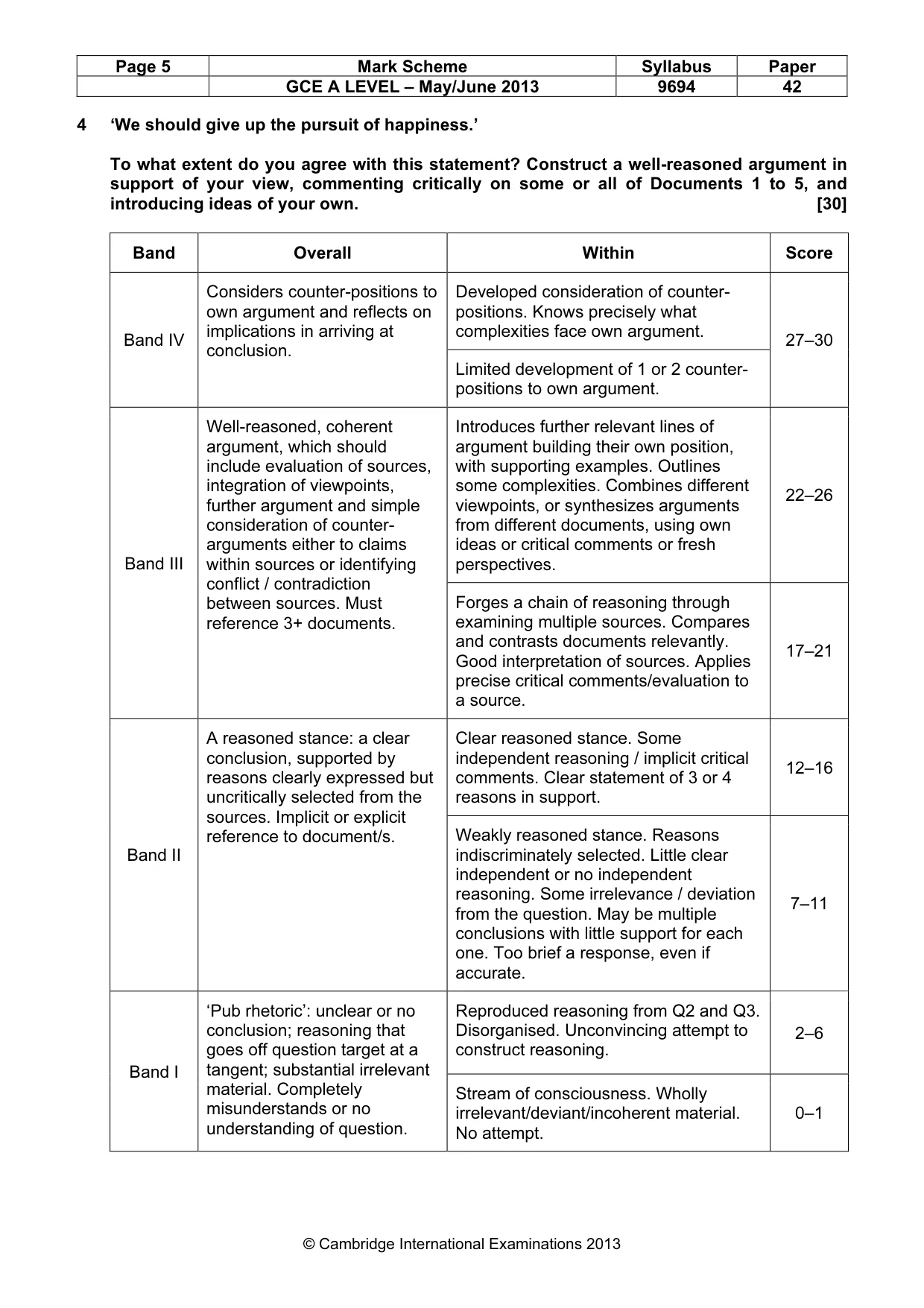 Mark scheme, page 5 of 7