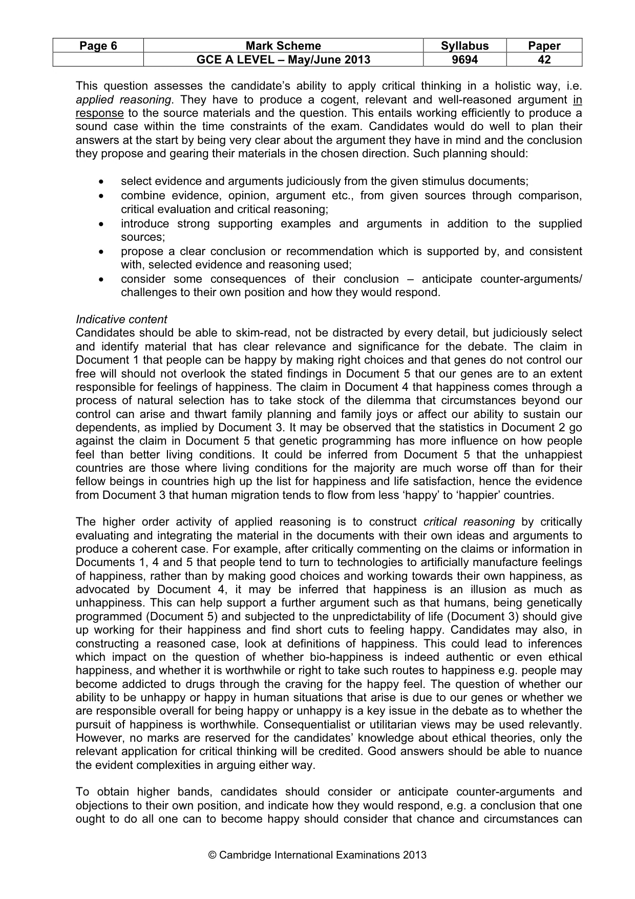 Mark scheme, page 6 of 7