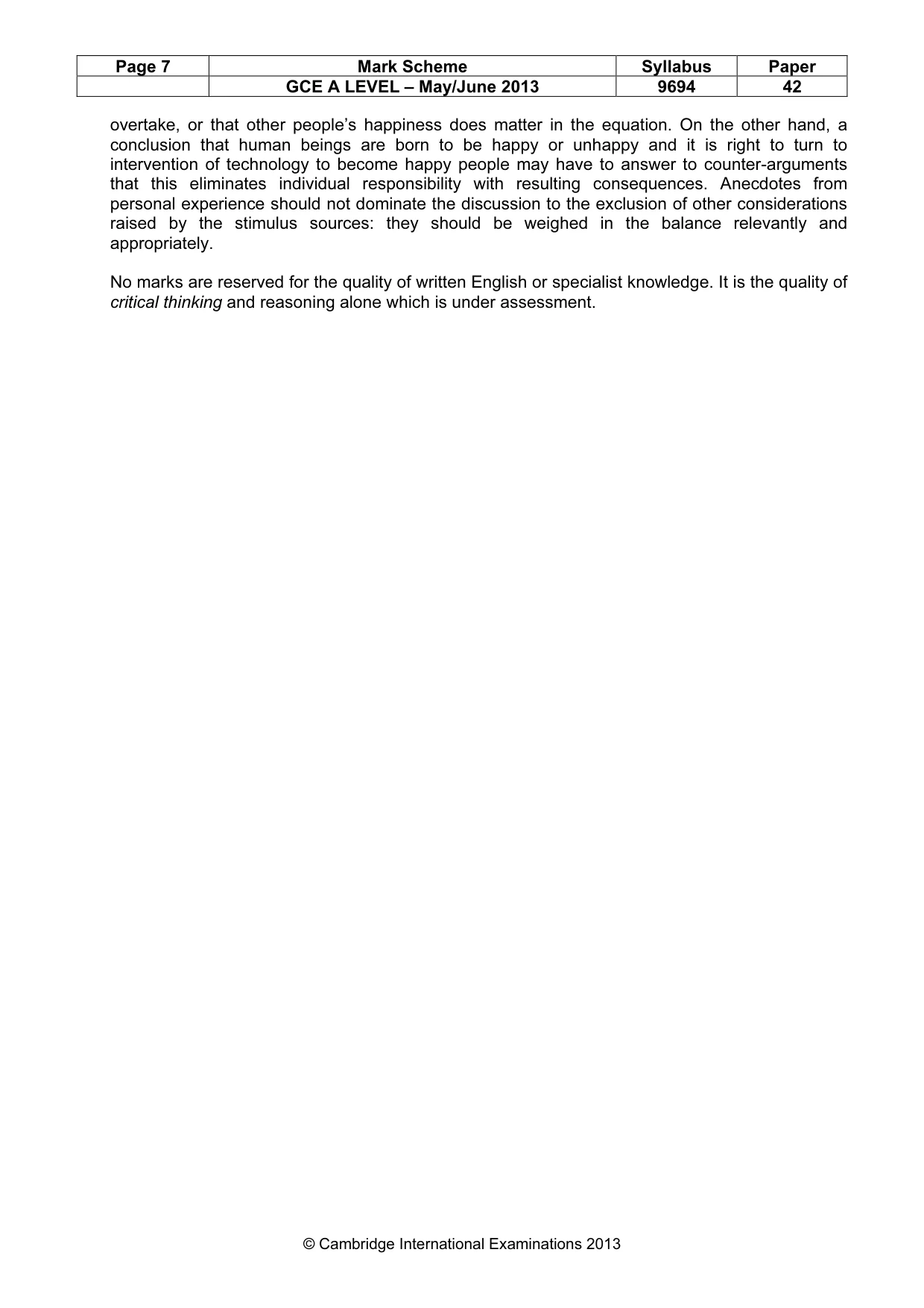 Mark scheme, page 7 of 7