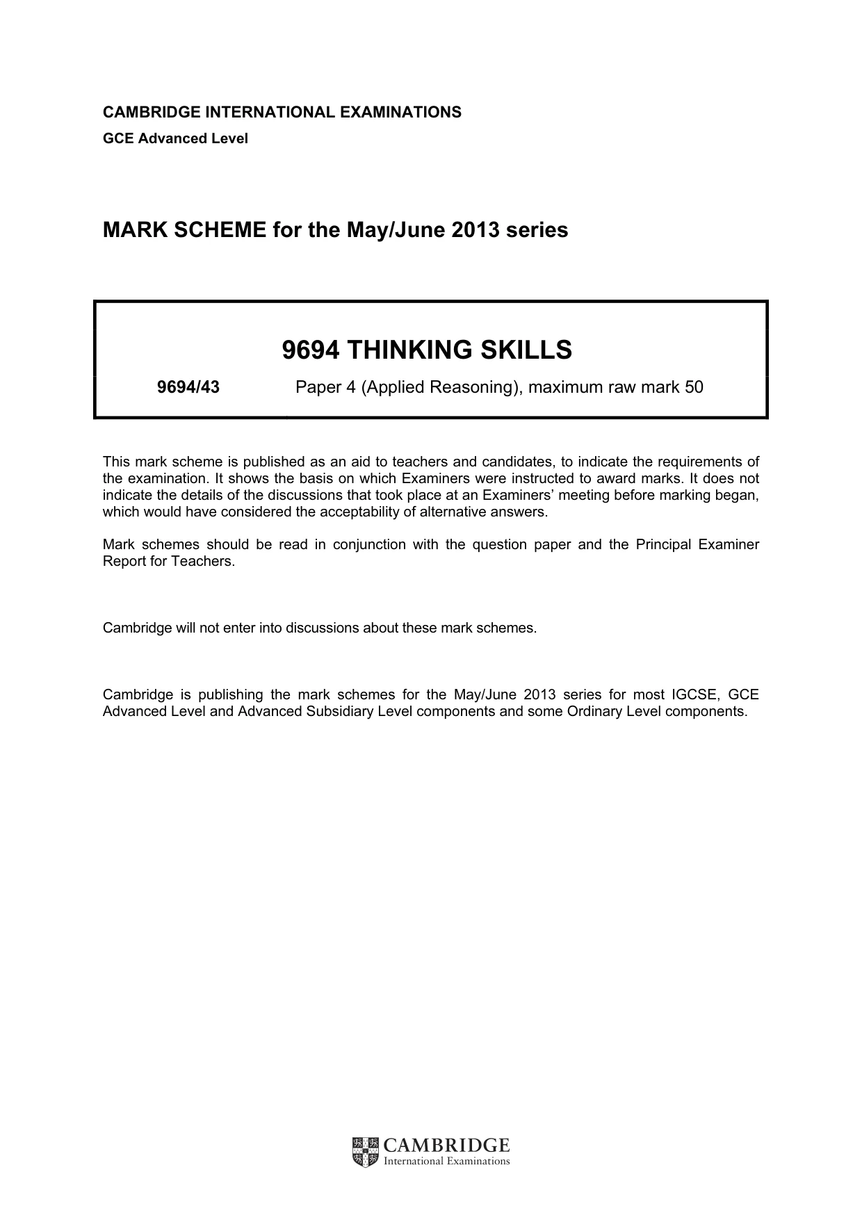Mark scheme, page 1 of 7