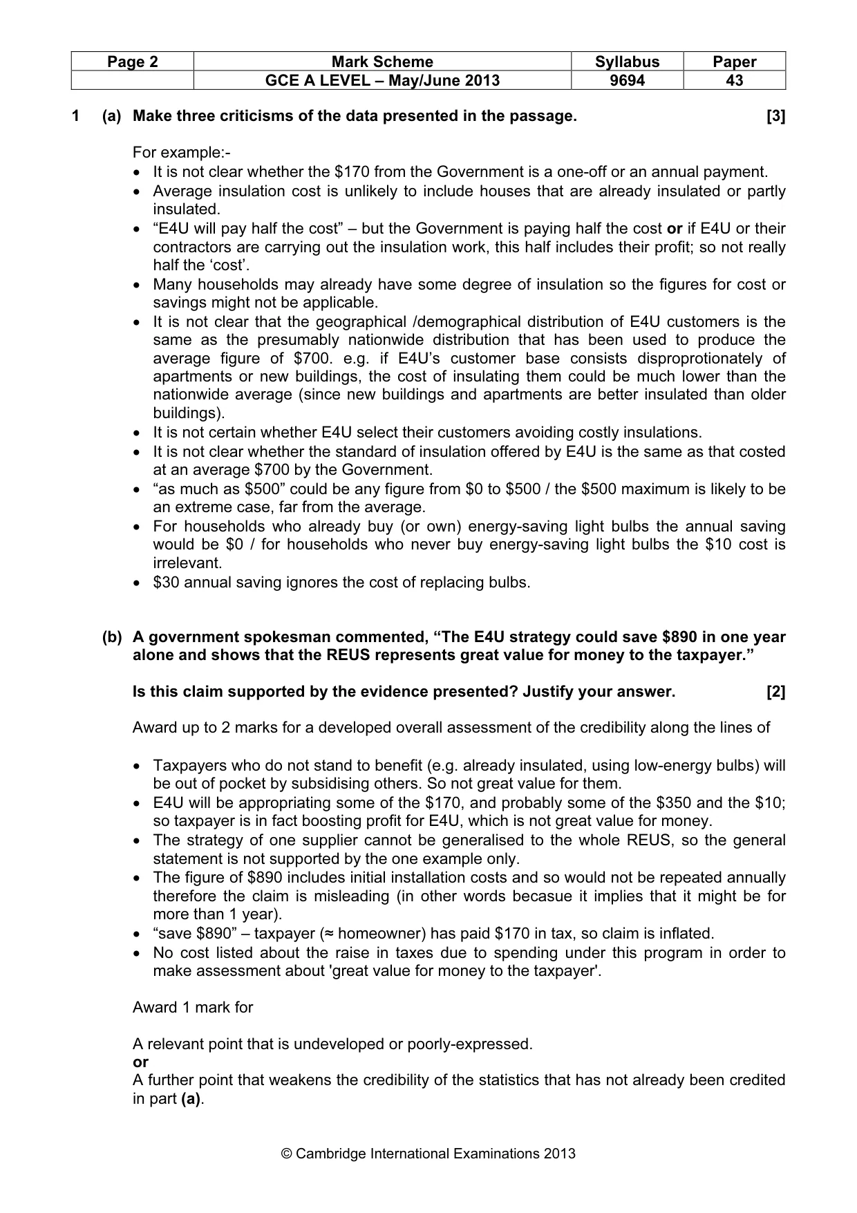 Mark scheme, page 2 of 7