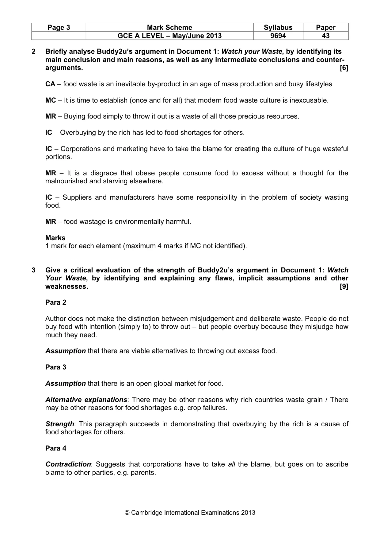 Mark scheme, page 3 of 7