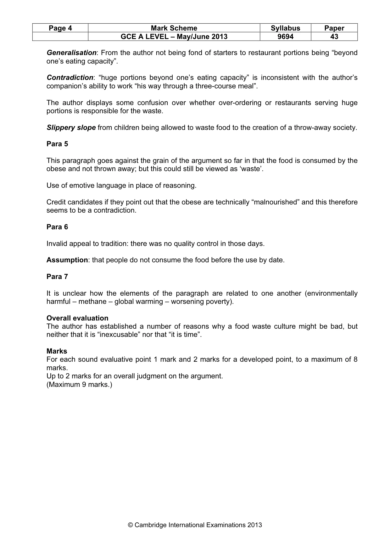 Mark scheme, page 4 of 7