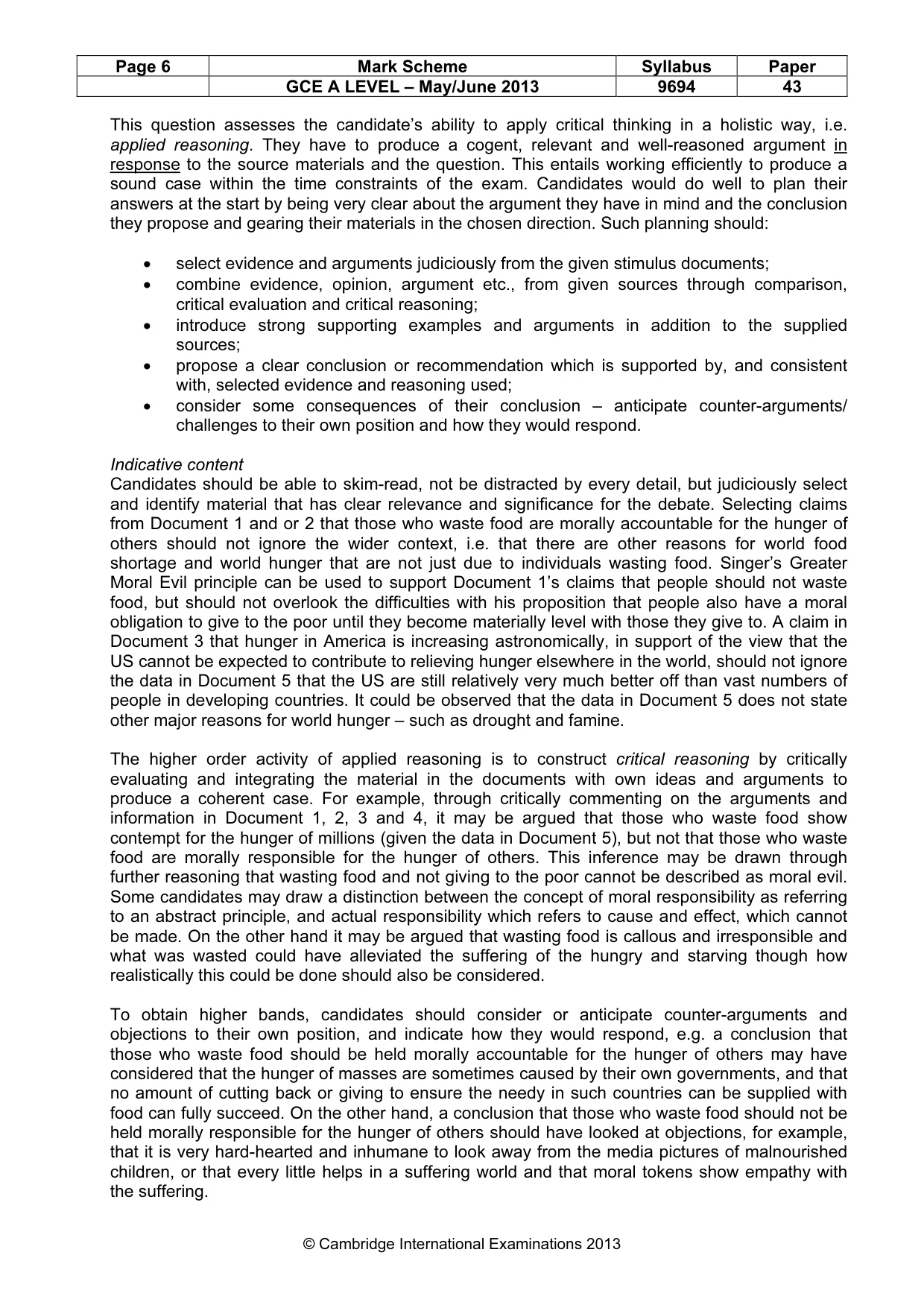 Mark scheme, page 6 of 7