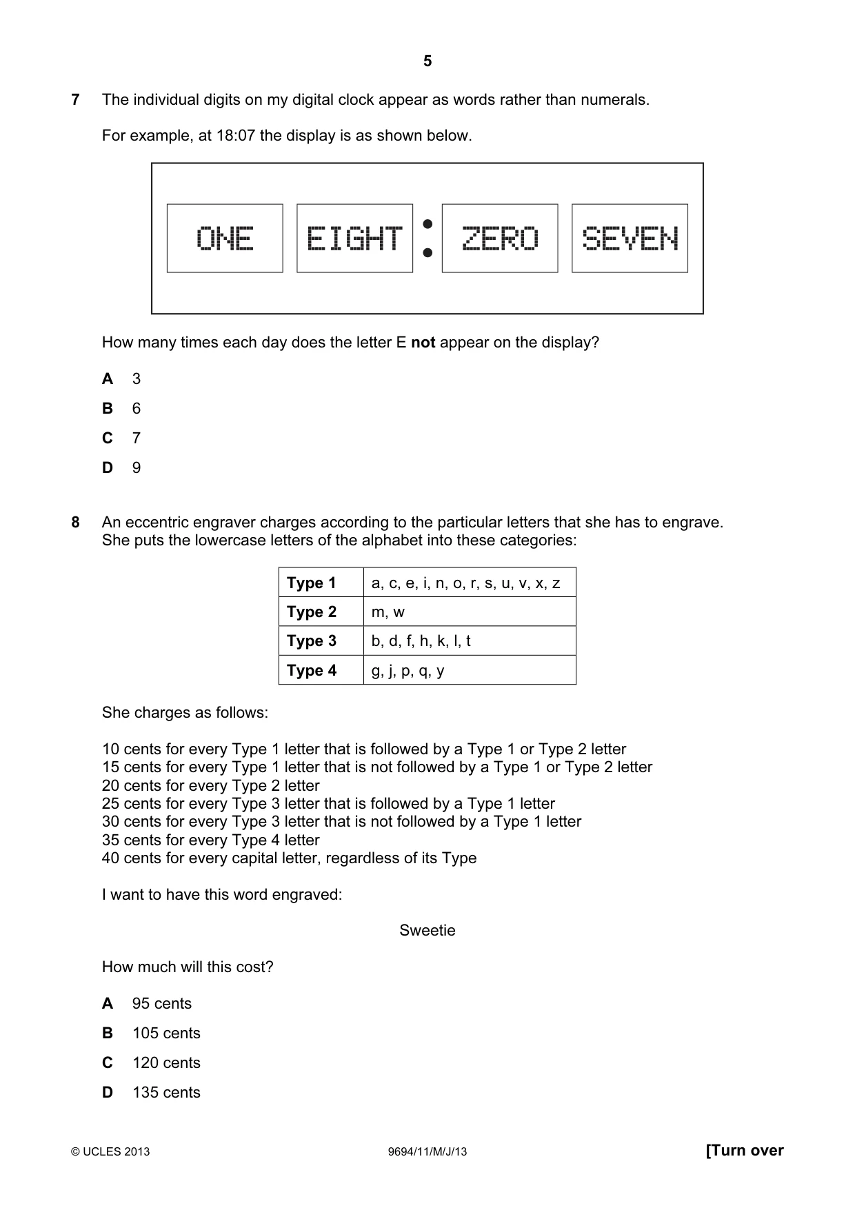 Cambridge A Level Thinking Skills 9694 2013 May/June Paper 1 · Variant 1 question paper, page 5 of 20