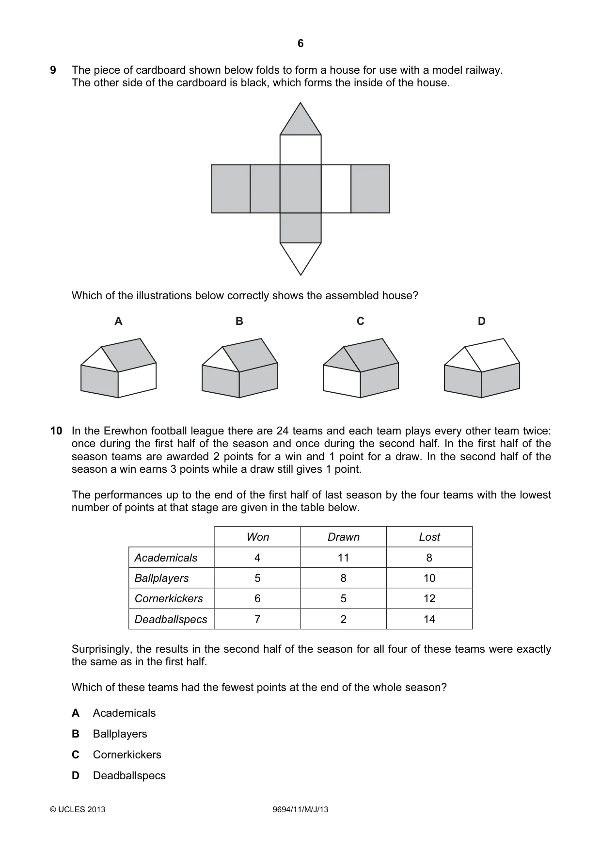 Cambridge A Level Thinking Skills 9694 2013 May/June Paper 1 · Variant 1 question paper, page 6 of 20