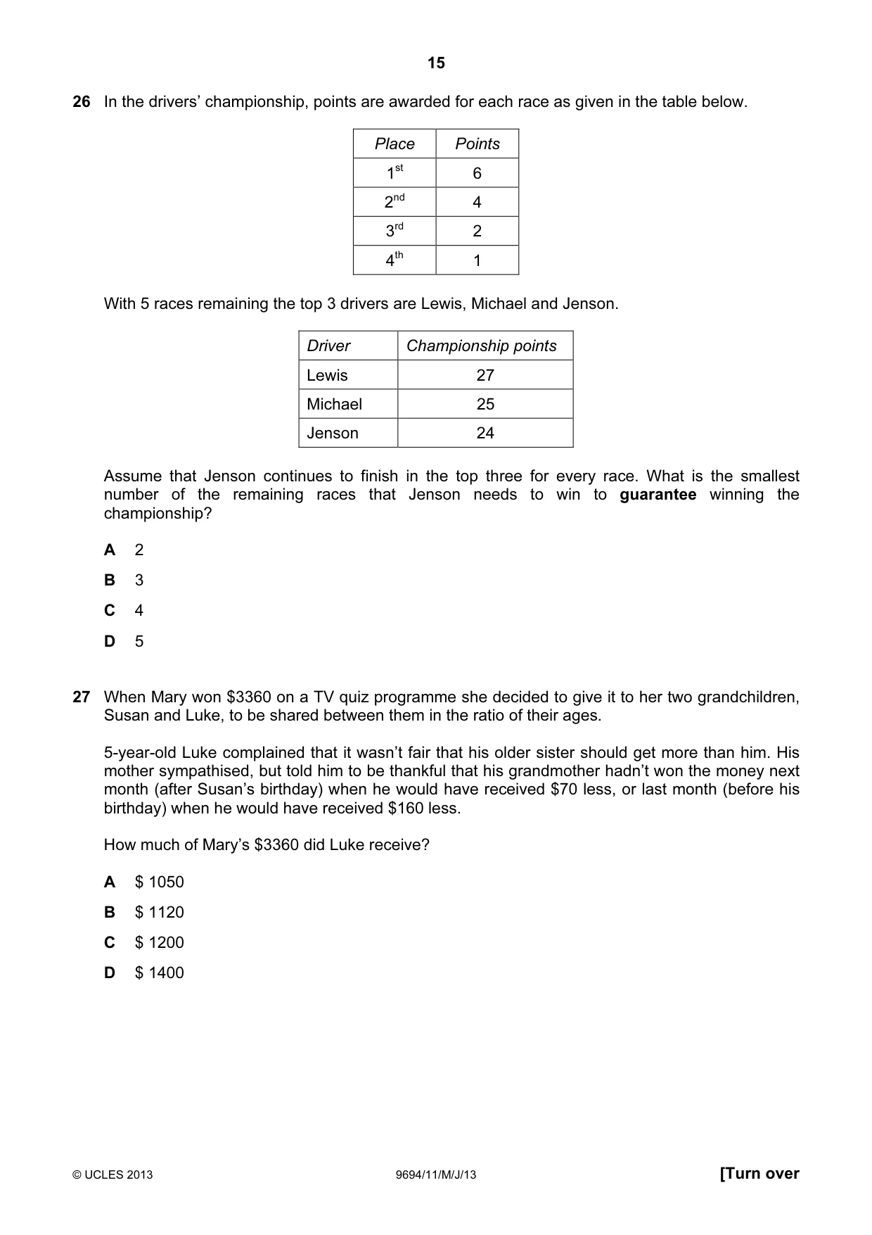 Cambridge A Level Thinking Skills 9694 2013 May/June Paper 1 · Variant 1 question paper, page 15 of 20