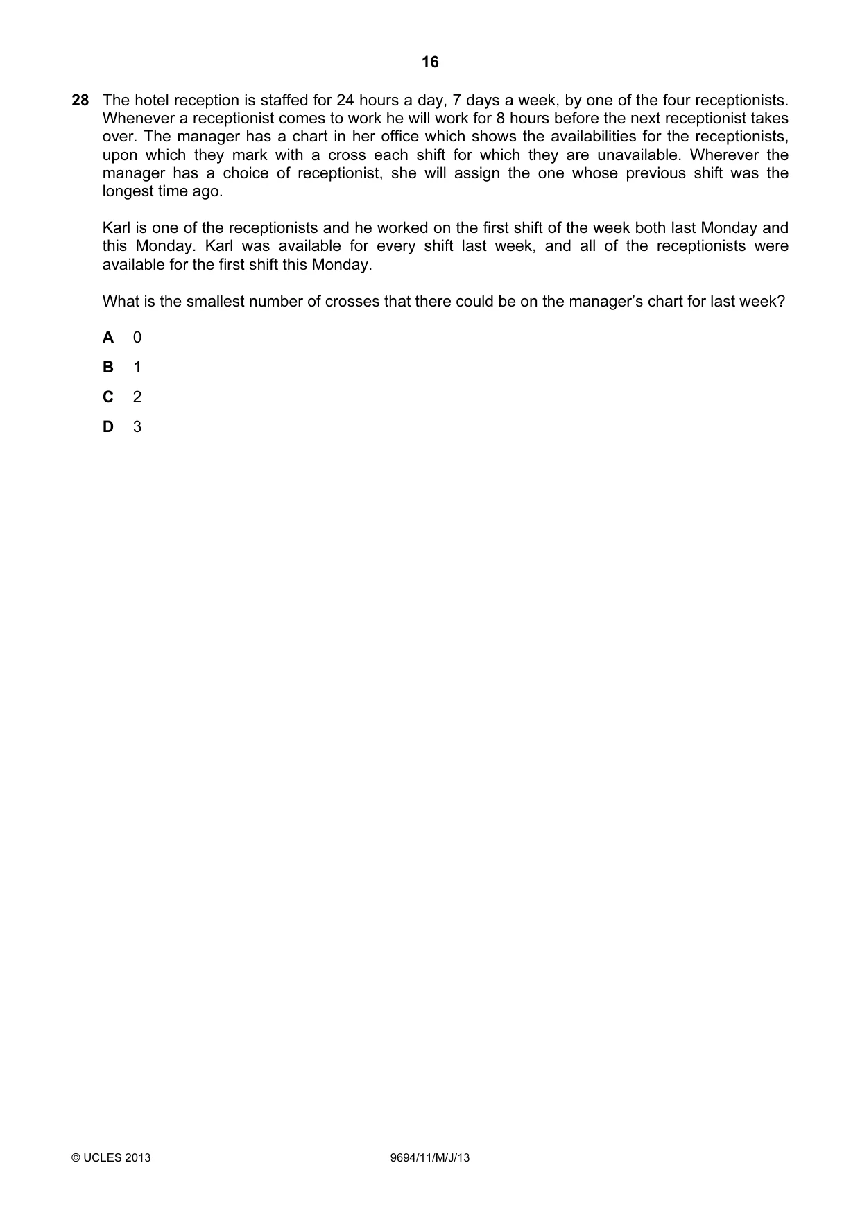 Cambridge A Level Thinking Skills 9694 2013 May/June Paper 1 · Variant 1 question paper, page 16 of 20