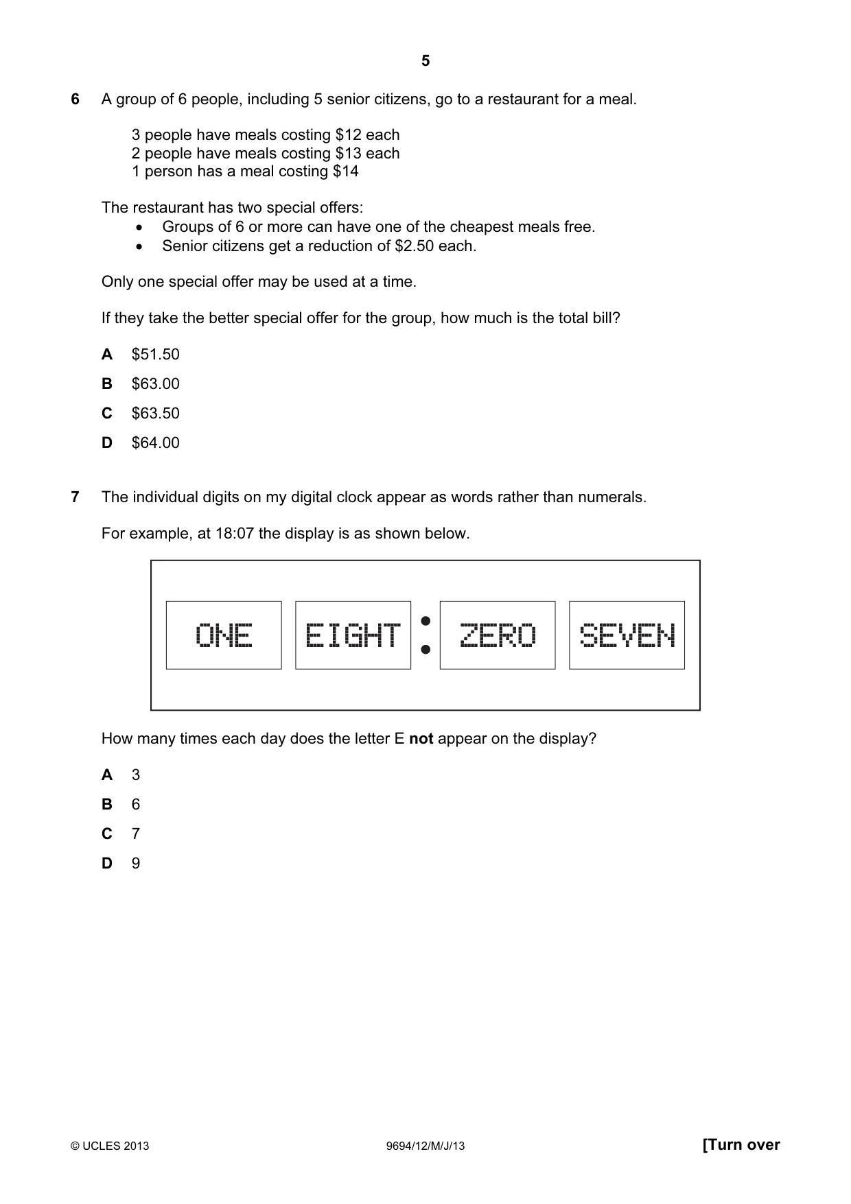 Cambridge A Level Thinking Skills 9694 2013 May/June Paper 1 · Variant 2 question paper, page 5 of 16