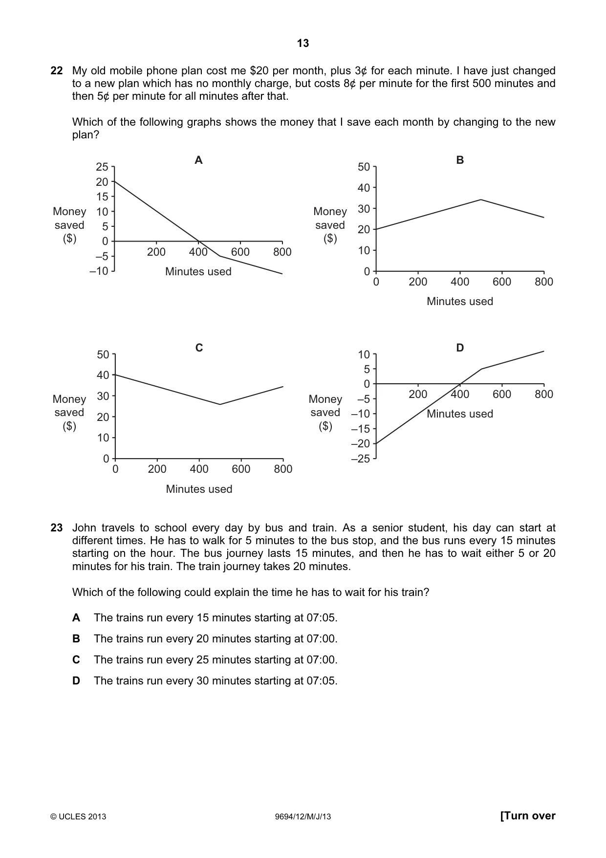 Cambridge A Level Thinking Skills 9694 2013 May/June Paper 1 · Variant 2 question paper, page 13 of 16