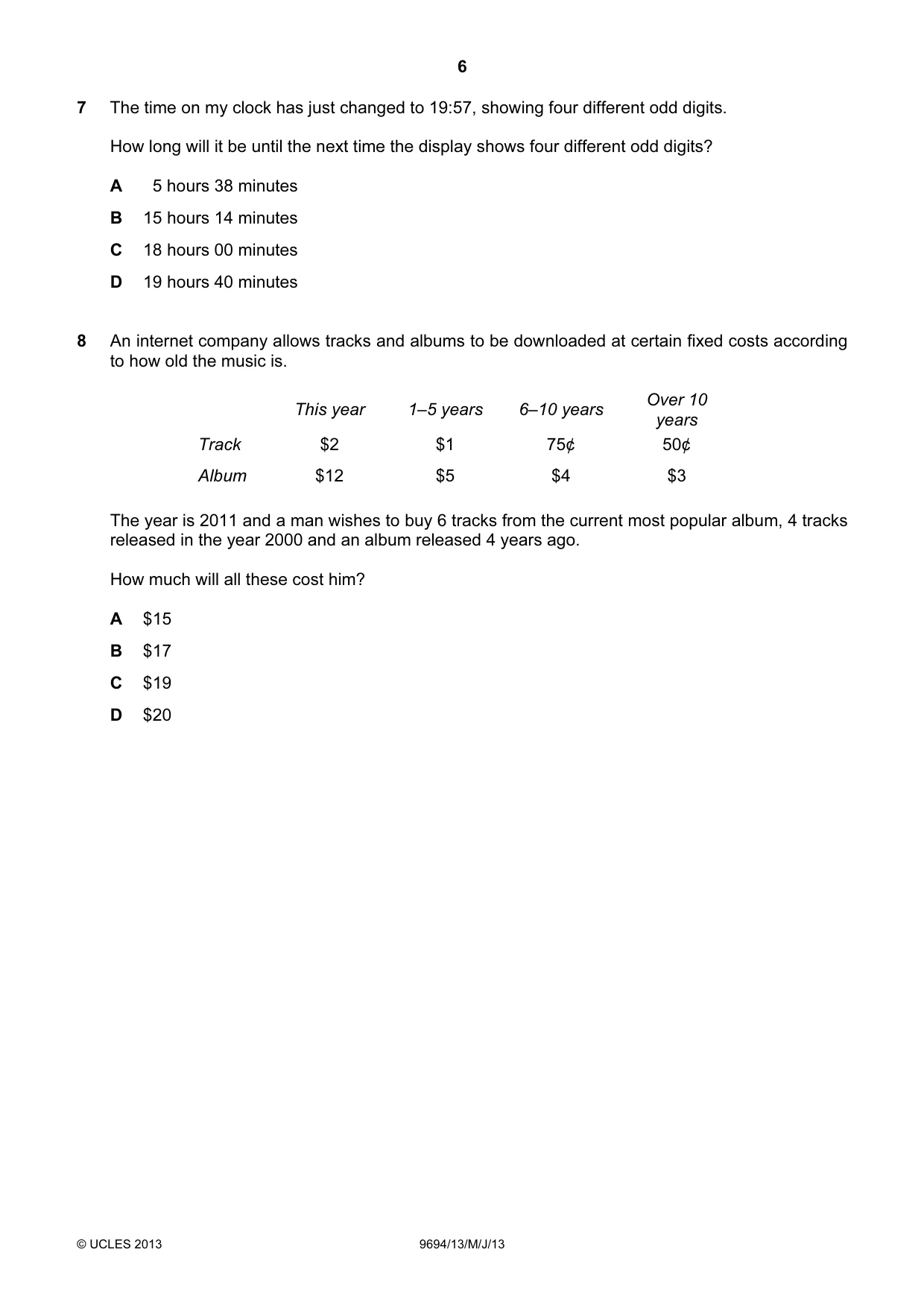 Cambridge A Level Thinking Skills 9694 2013 May/June Paper 1 · Variant 3 question paper, page 6 of 20