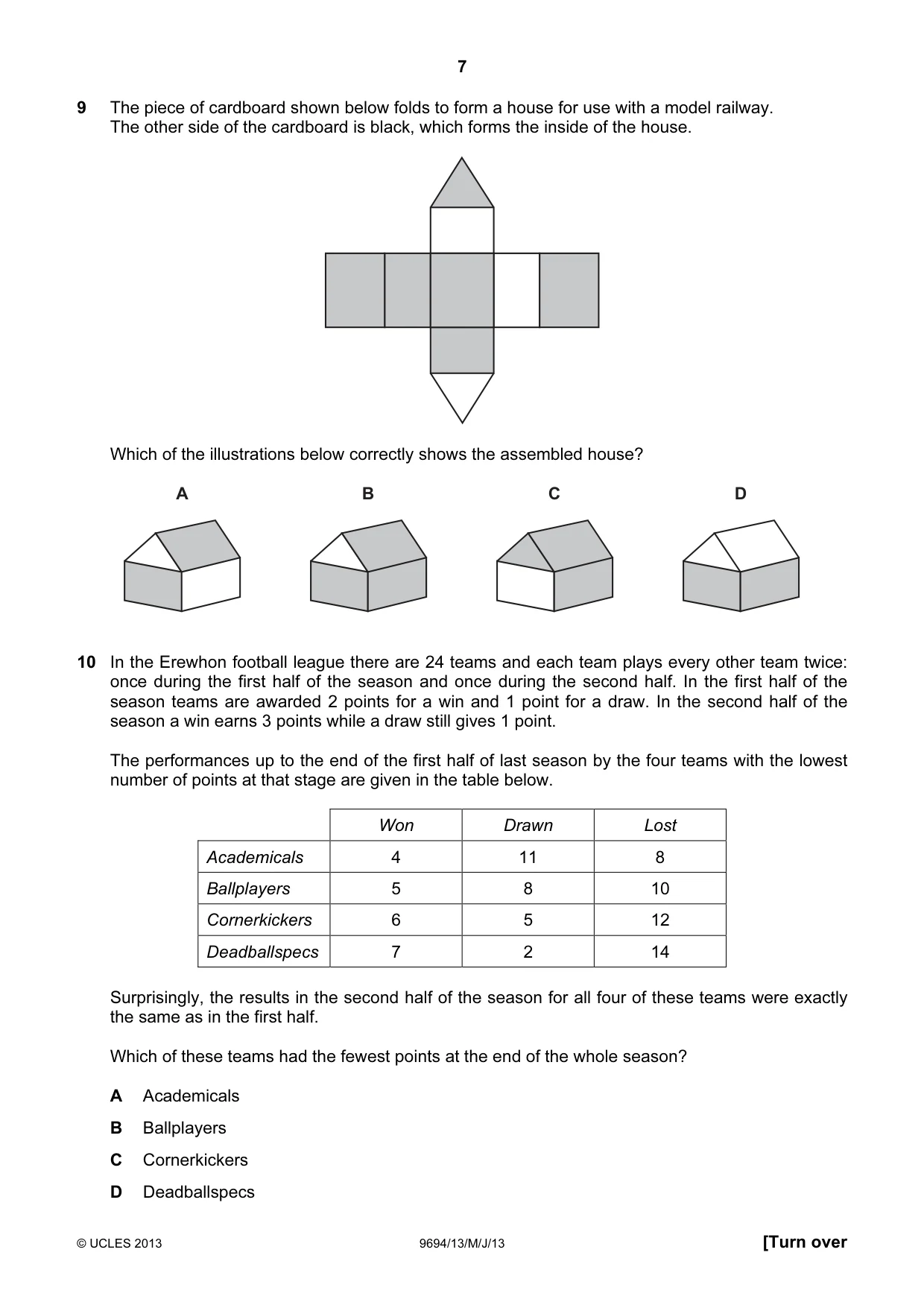 Cambridge A Level Thinking Skills 9694 2013 May/June Paper 1 · Variant 3 question paper, page 7 of 20