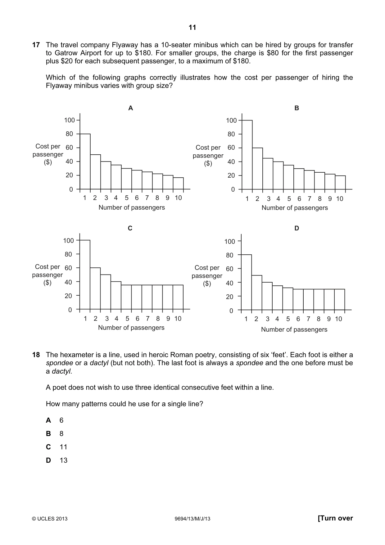 Cambridge A Level Thinking Skills 9694 2013 May/June Paper 1 · Variant 3 question paper, page 11 of 20